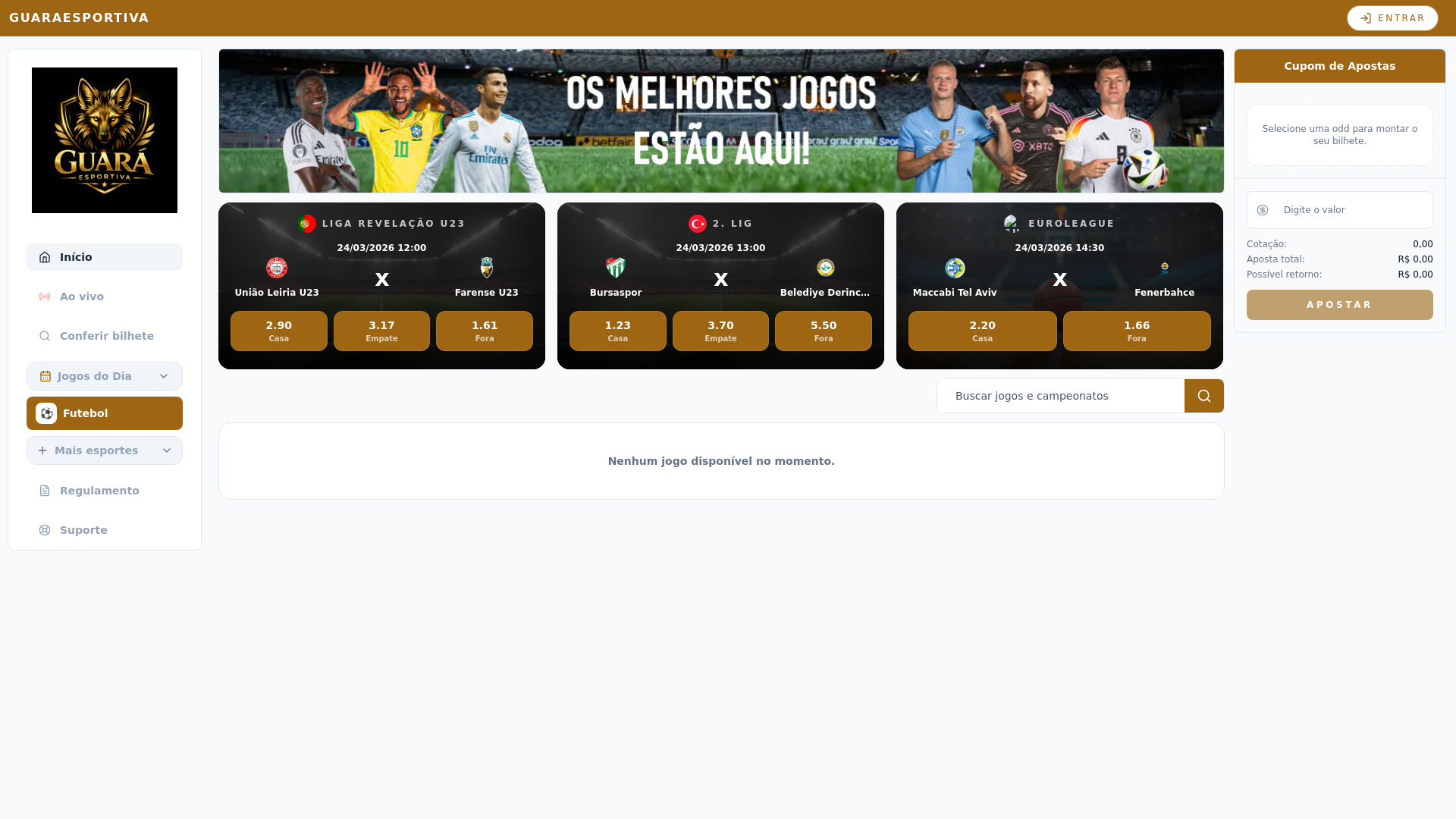 website screenshot of https://guaraesportiva.com/