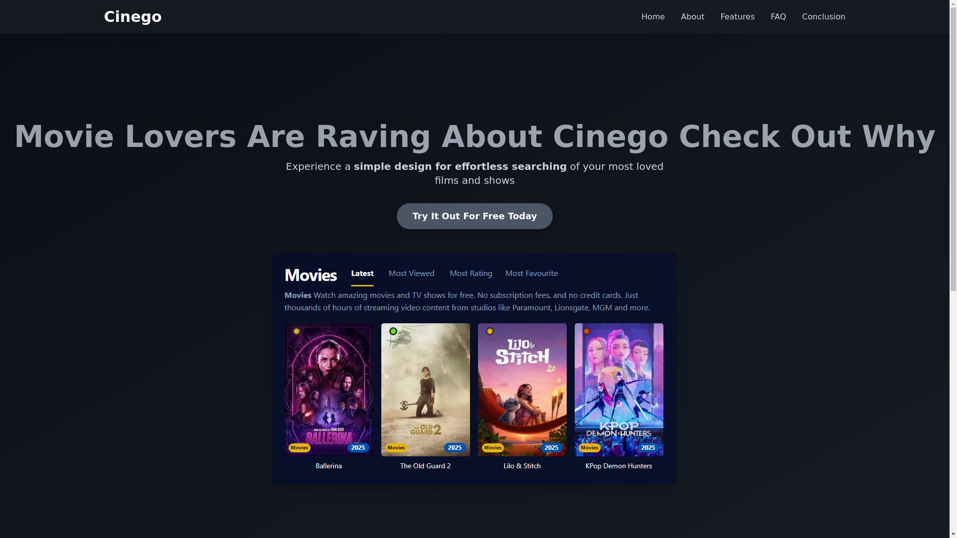 website screenshot of https://cinego-5ves.pages.dev/