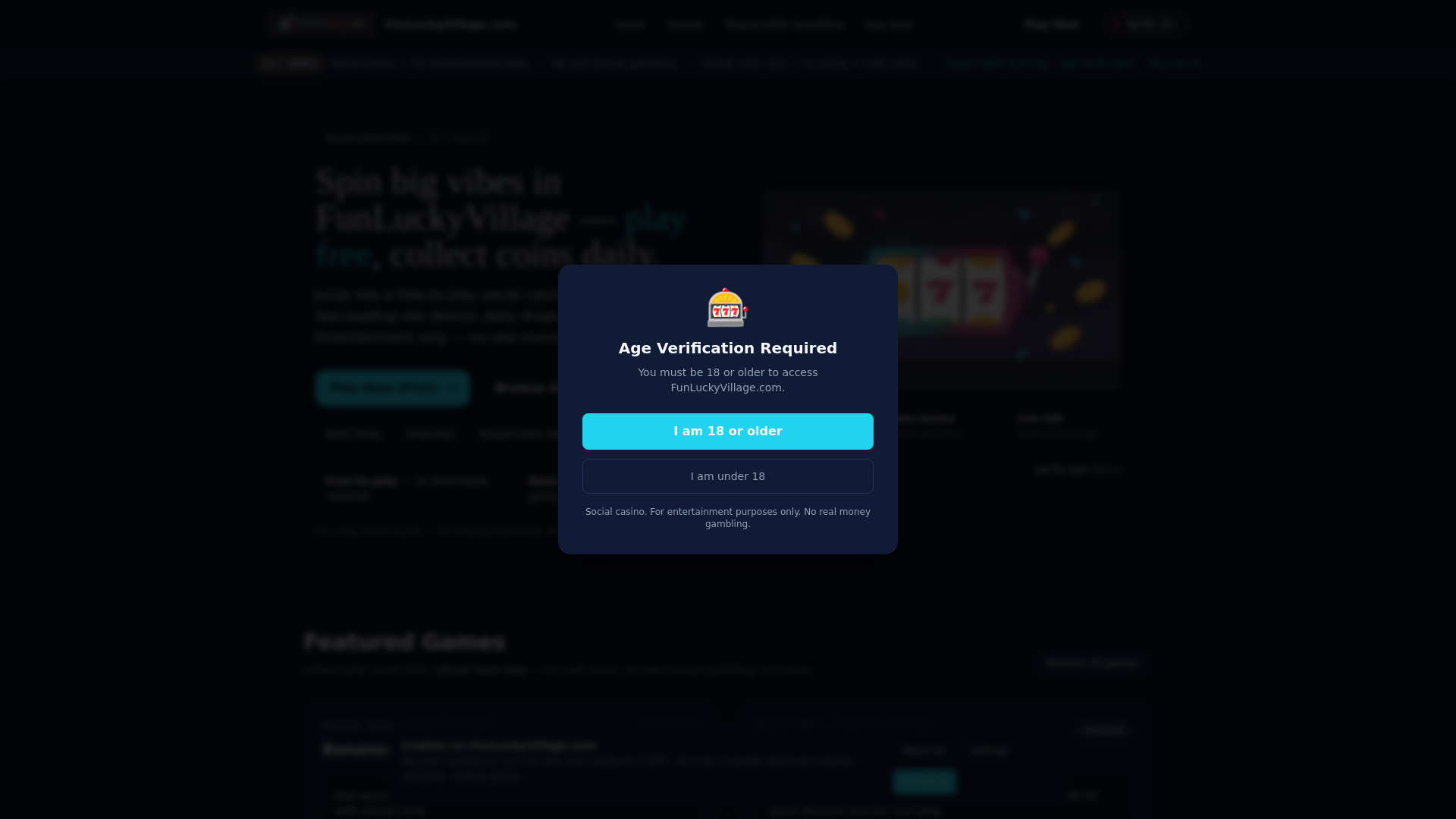 website screenshot of https://funluckyvillage.com/