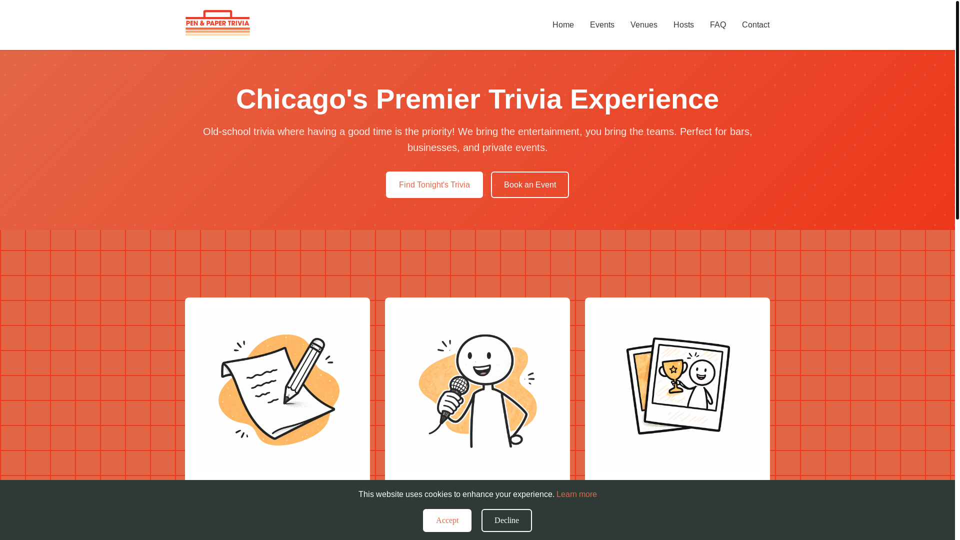 website screenshot of https://pandptrivia.com/