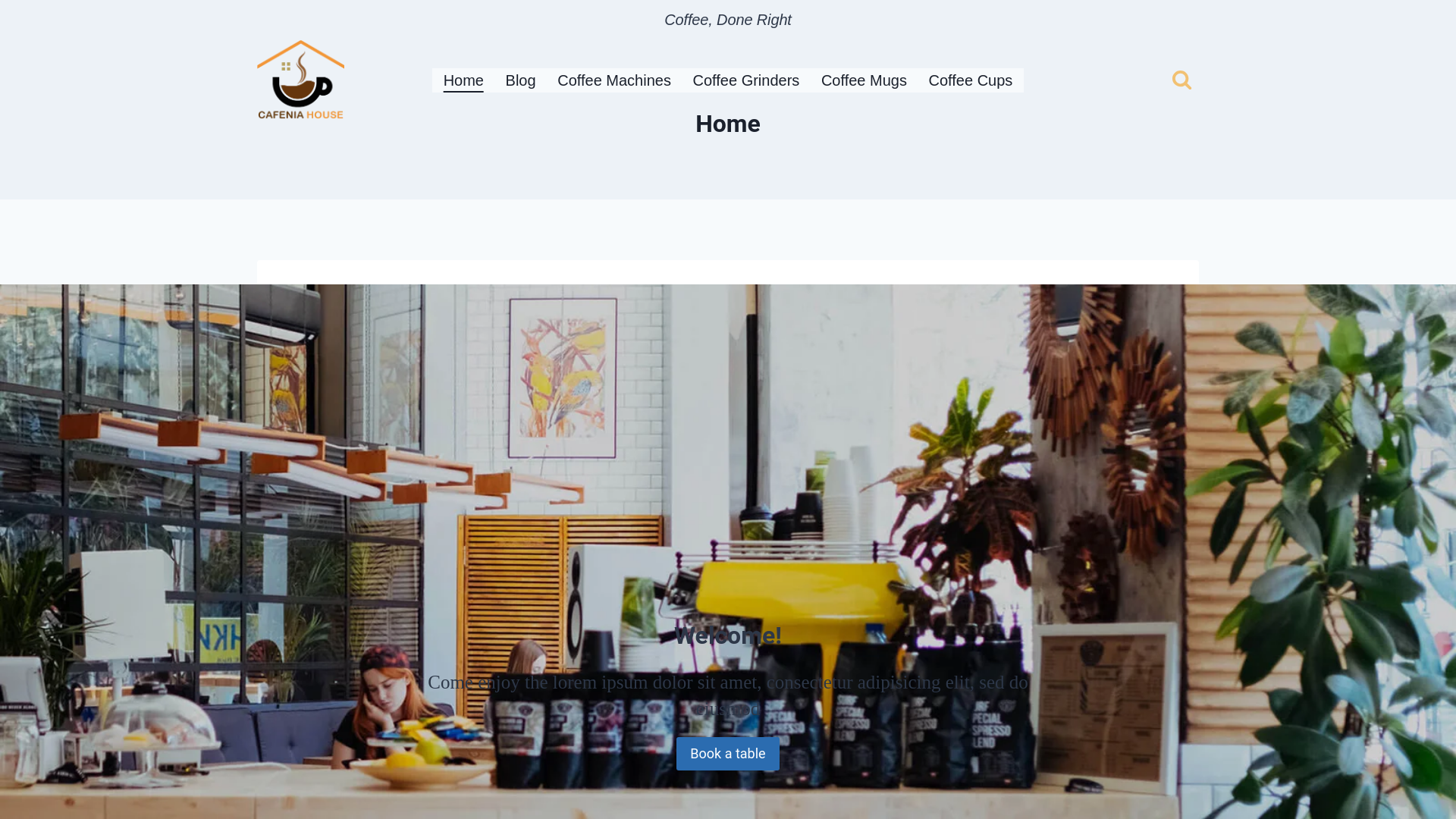 website screenshot of https://cafeniahouse.com/