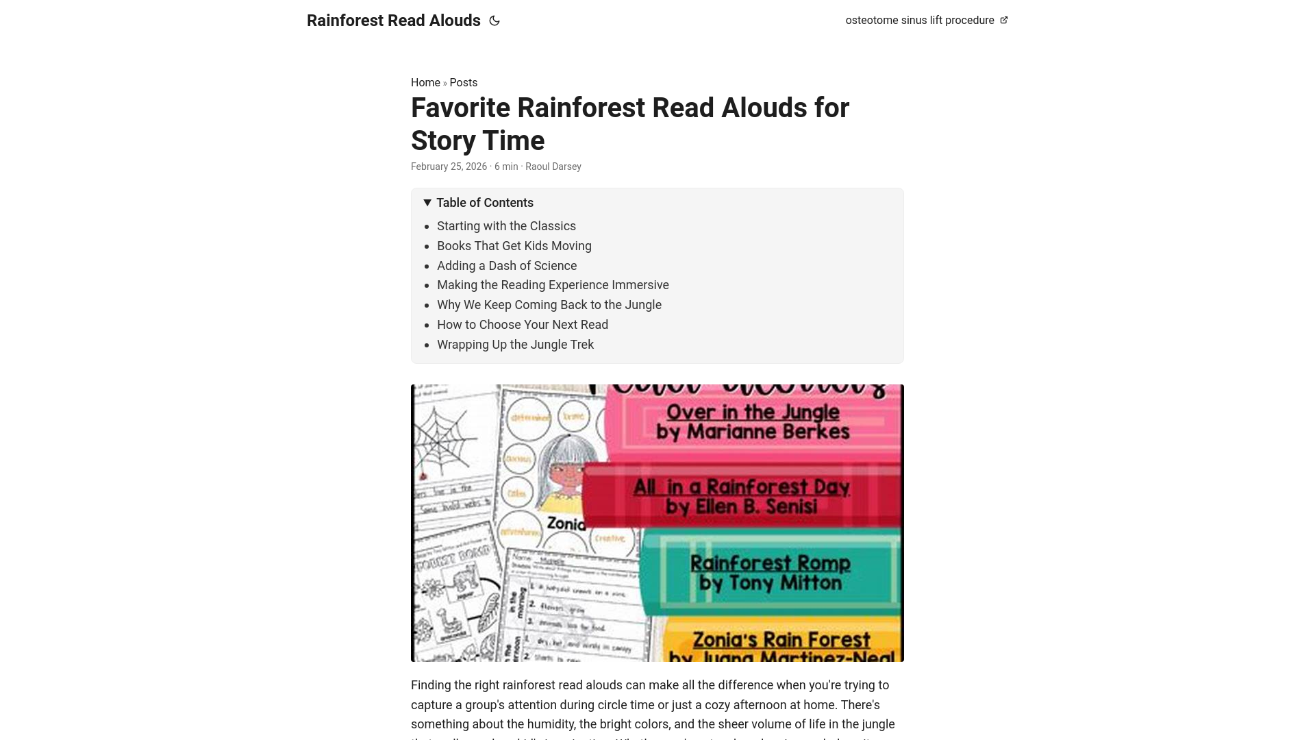 website screenshot of https://rainforest-read-alouds.pages.dev/