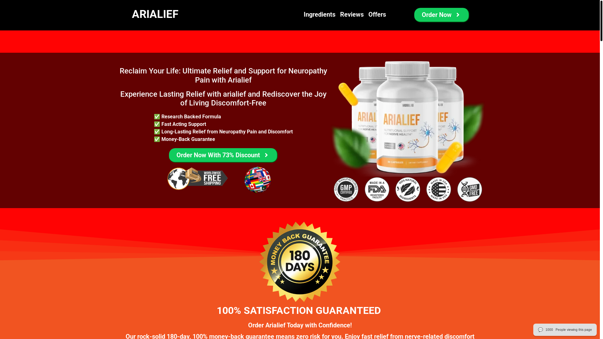 website screenshot of https://arialiefsupplement.online/