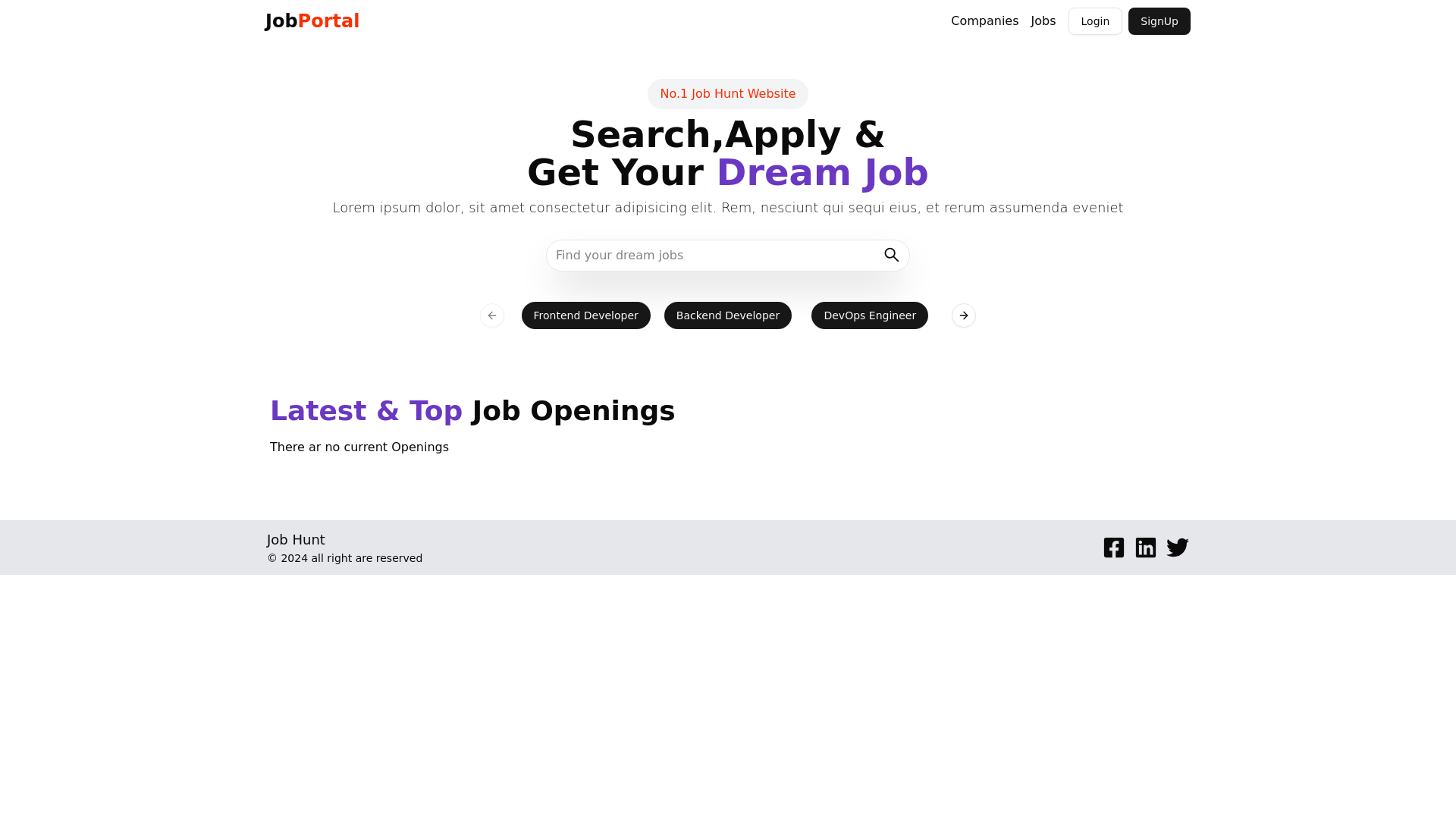 website screenshot of https://job-portal-full-stack.pages.dev/