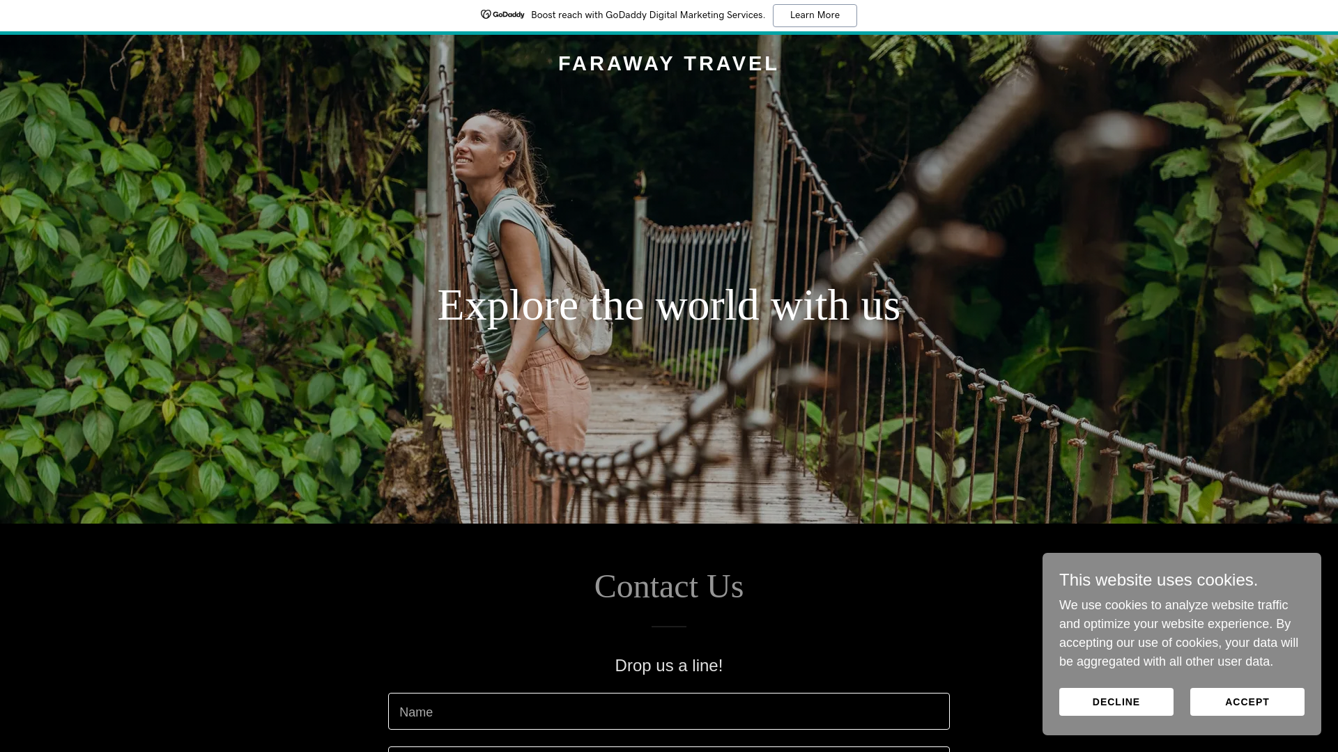 website screenshot of https://farawaytraveleg.com/