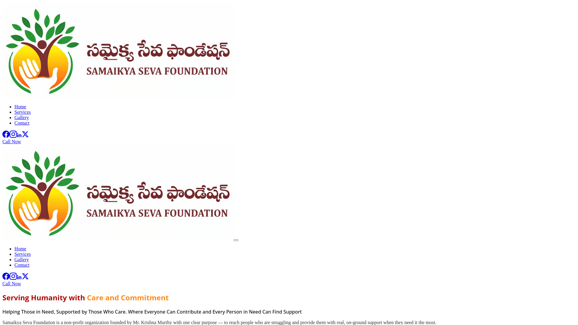 website screenshot of https://samaikyasevafoundation.org/