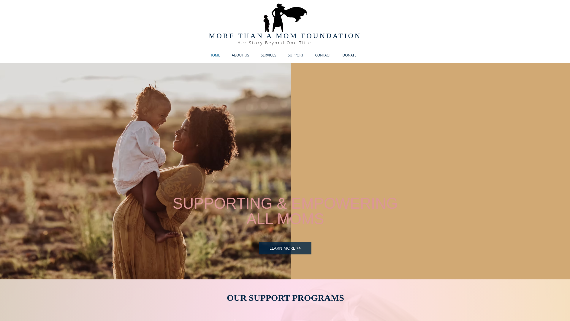 website screenshot of https://morethanamomfoundation.org/