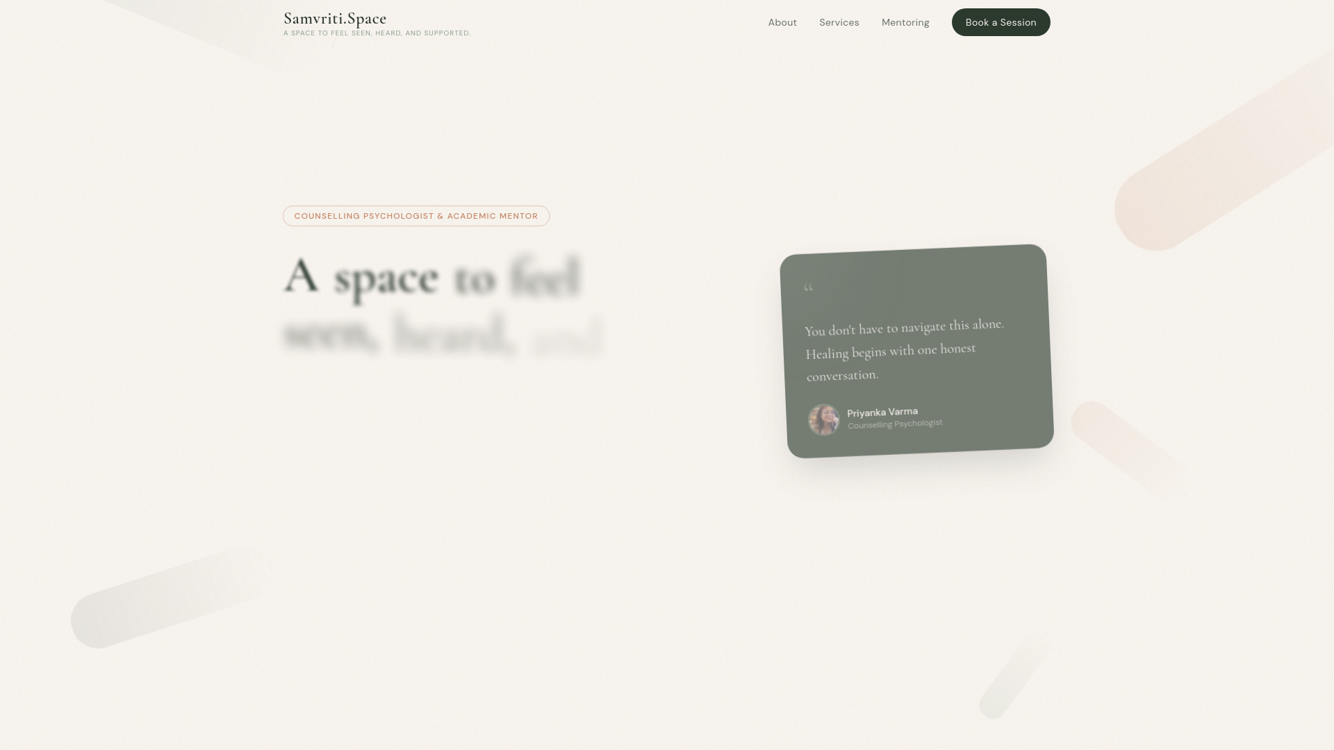 website screenshot of https://samvritispace.com