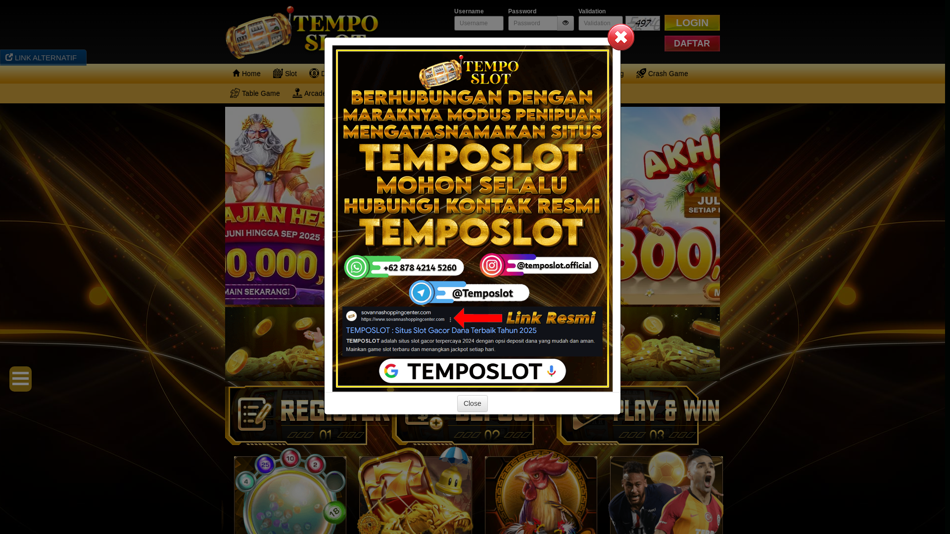 website screenshot of https://temposlotsuperior.online/