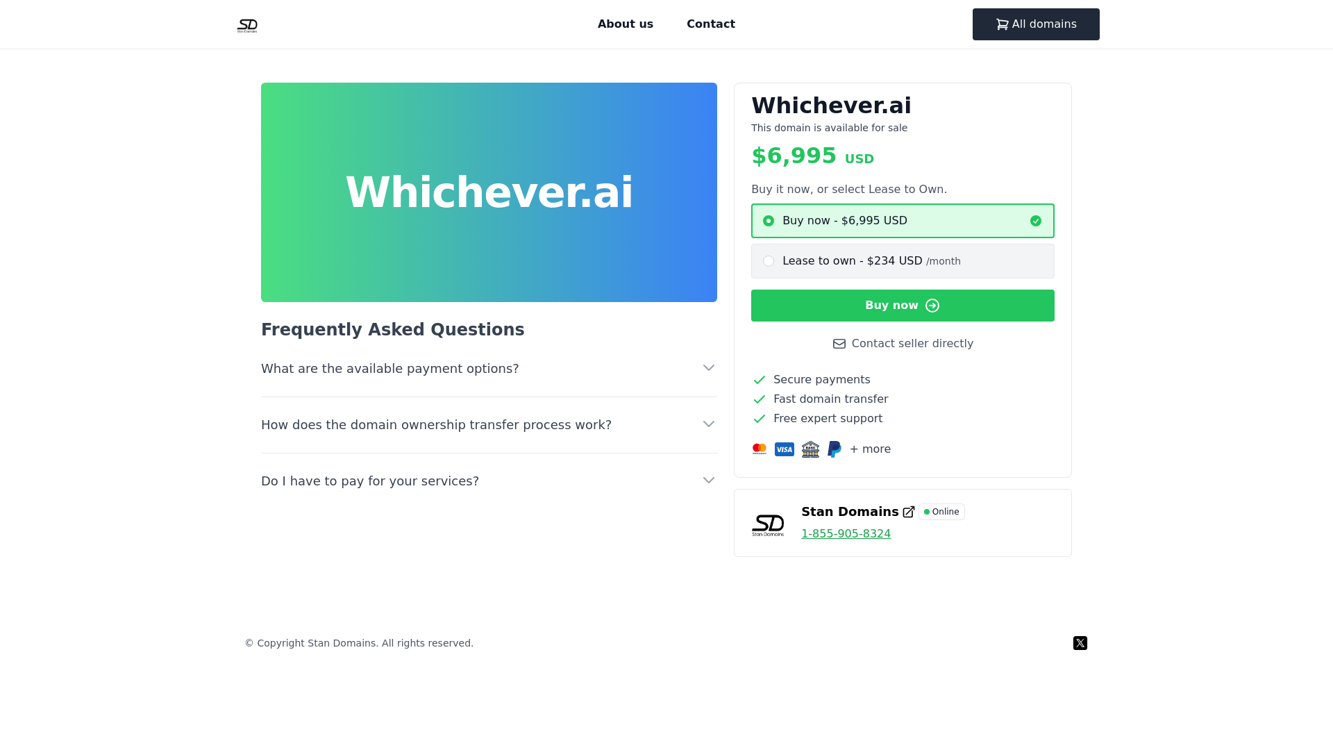 website screenshot of https://whichever.ai/