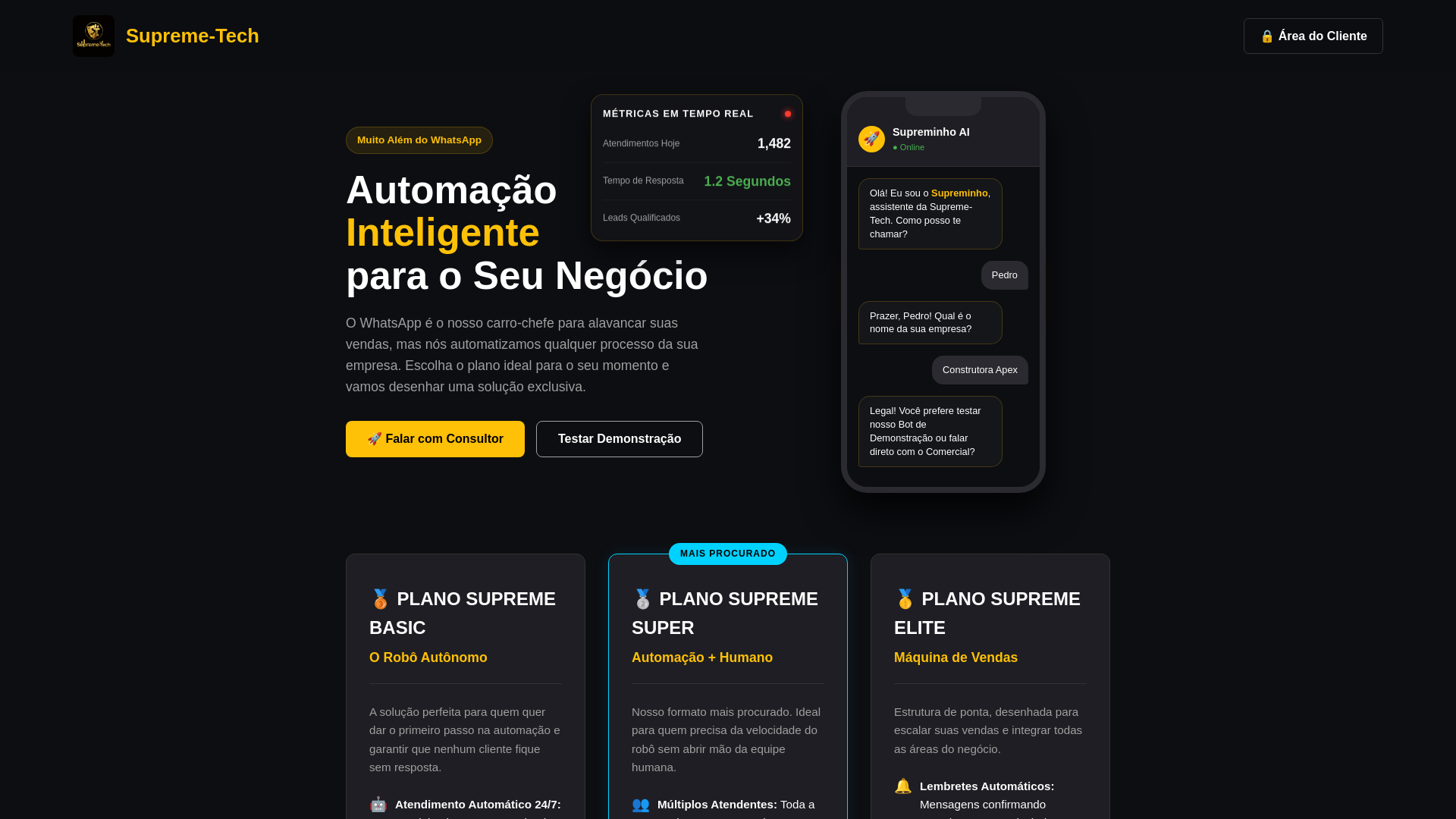 website screenshot of https://supremetechdev.com