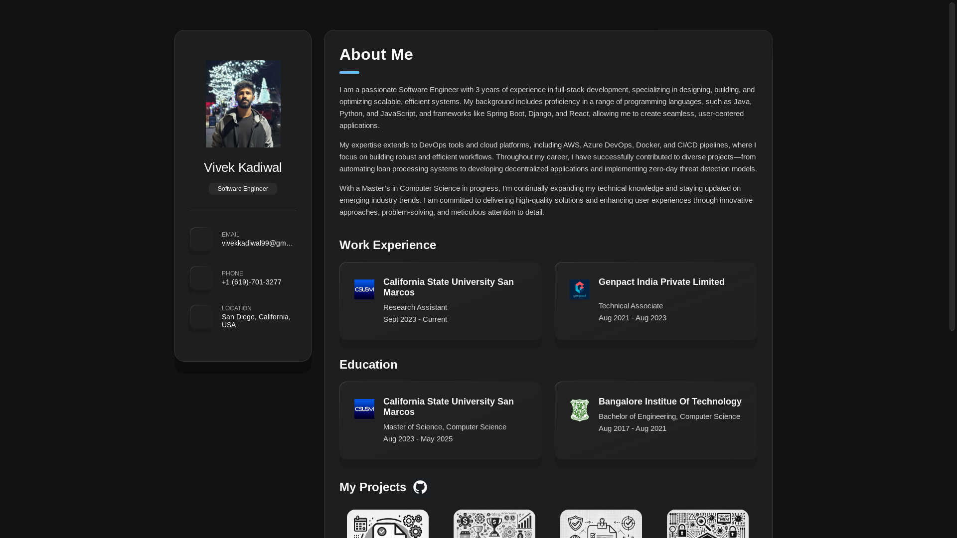 website screenshot of https://vivekportfolio.pages.dev/