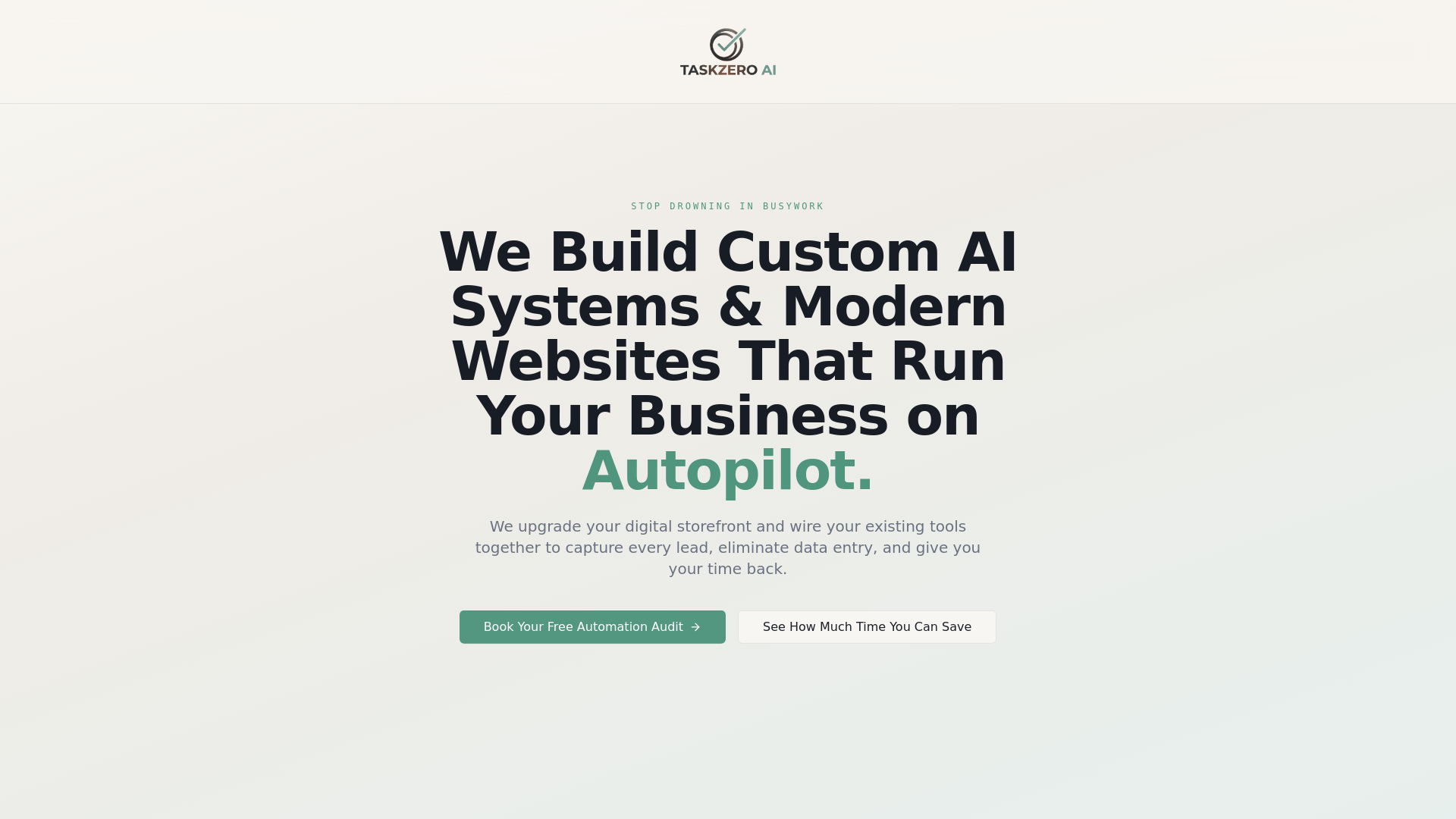 website screenshot of https://taskzeroai.com/