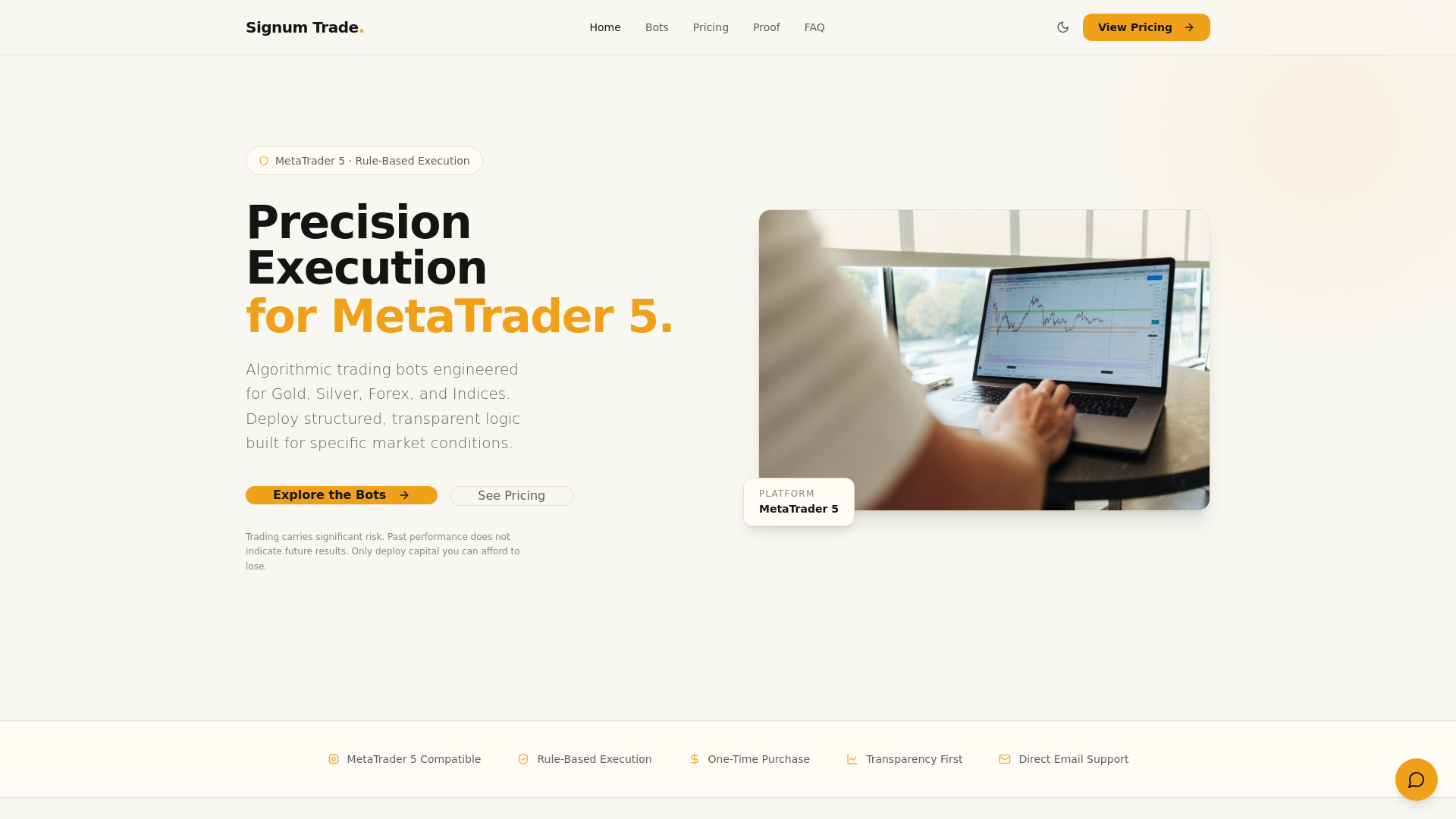 website screenshot of https://signumtrade.io/