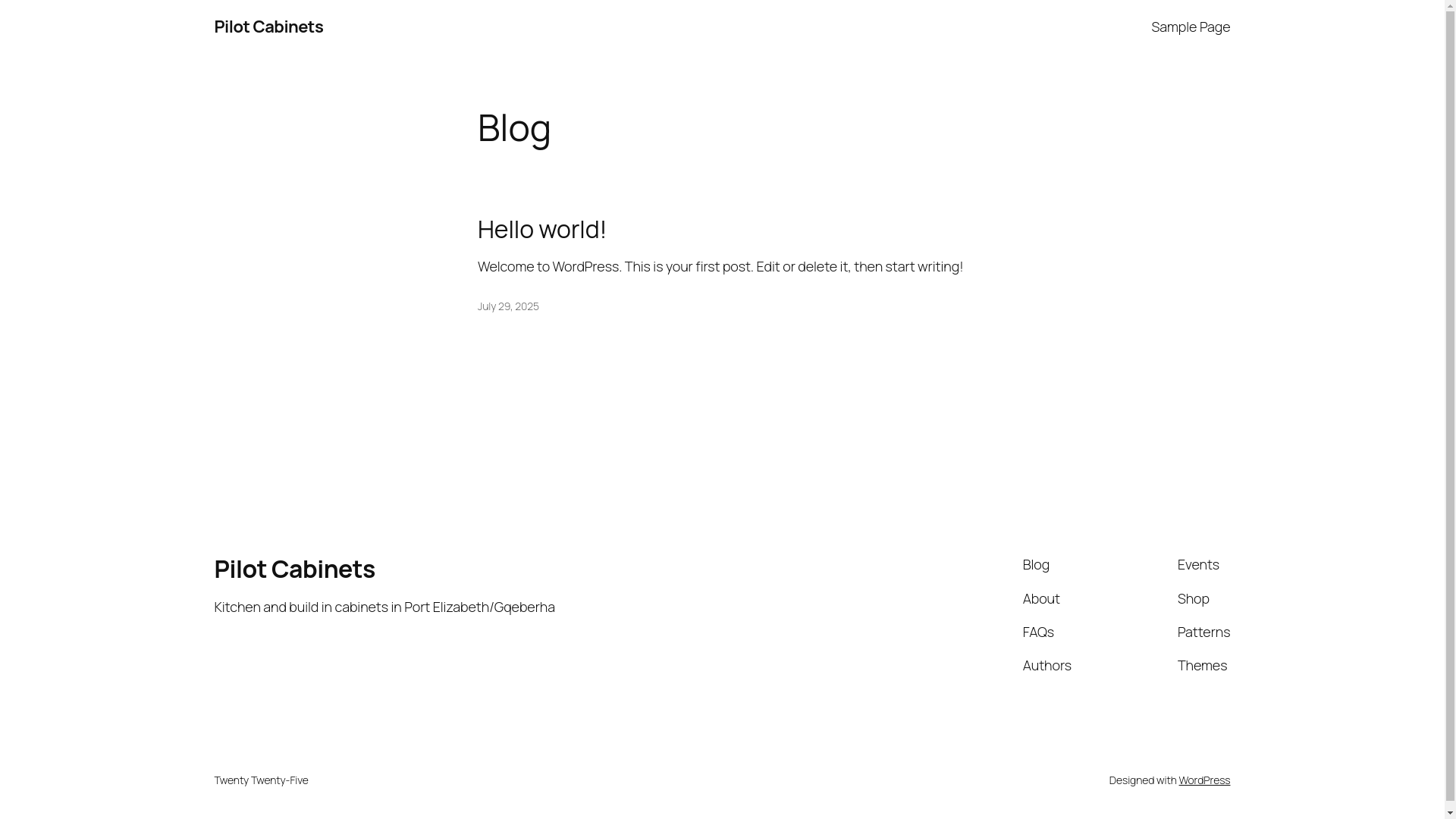 website screenshot of https://pilotcabinets.co.za/
