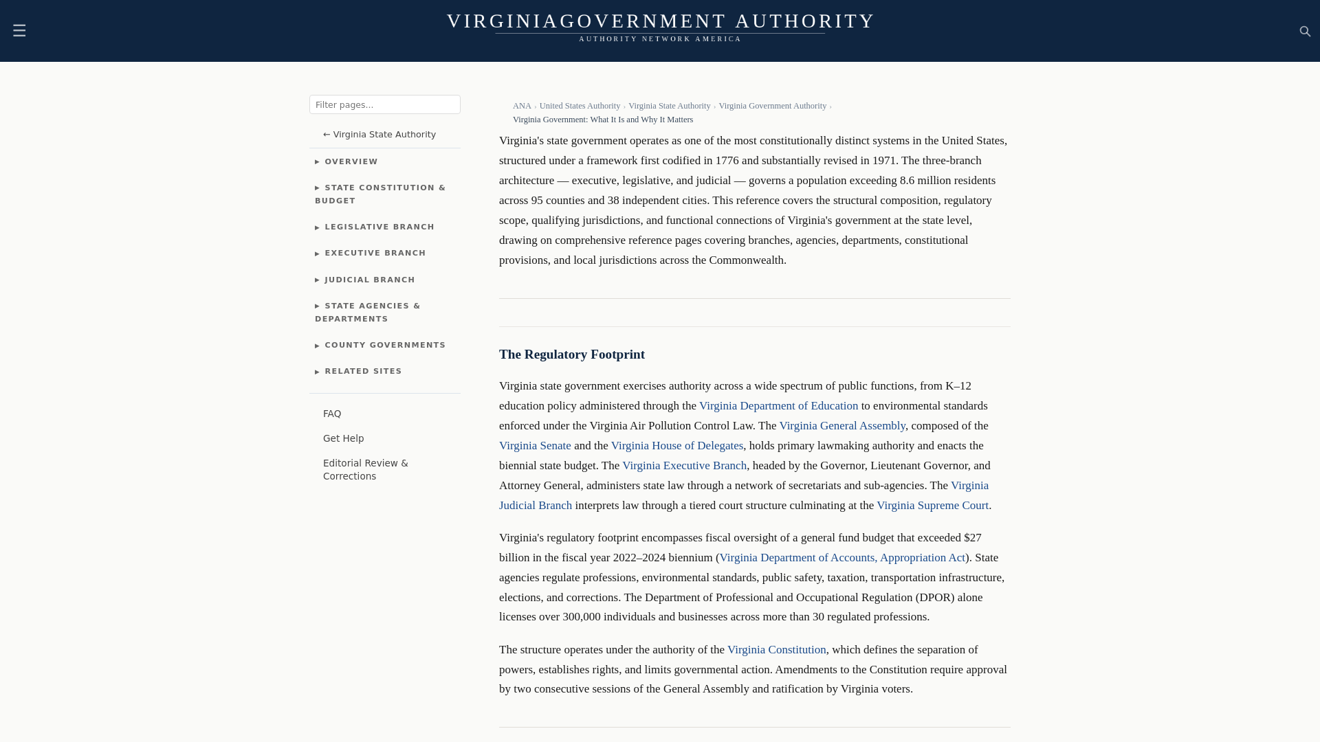 website screenshot of https://virginiagovernmentauthority.com