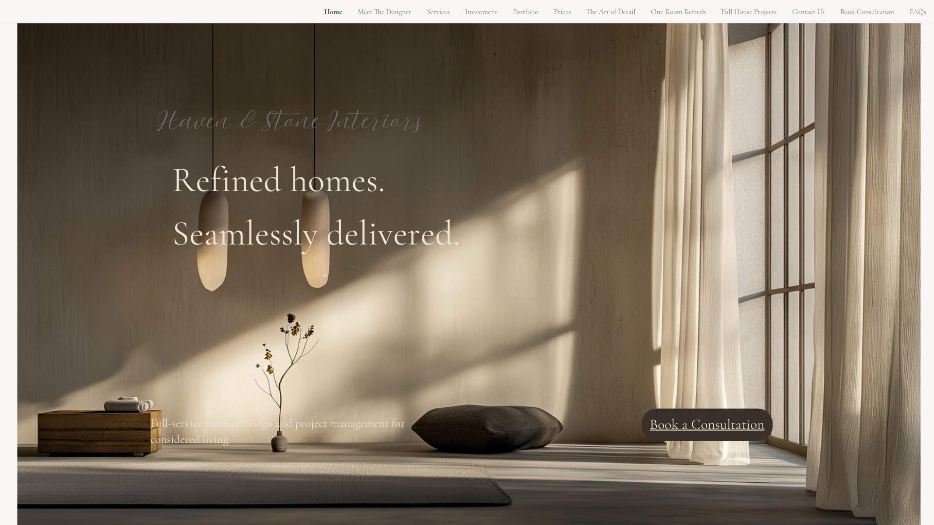 website screenshot of https://havenandstoneinteriors.com/