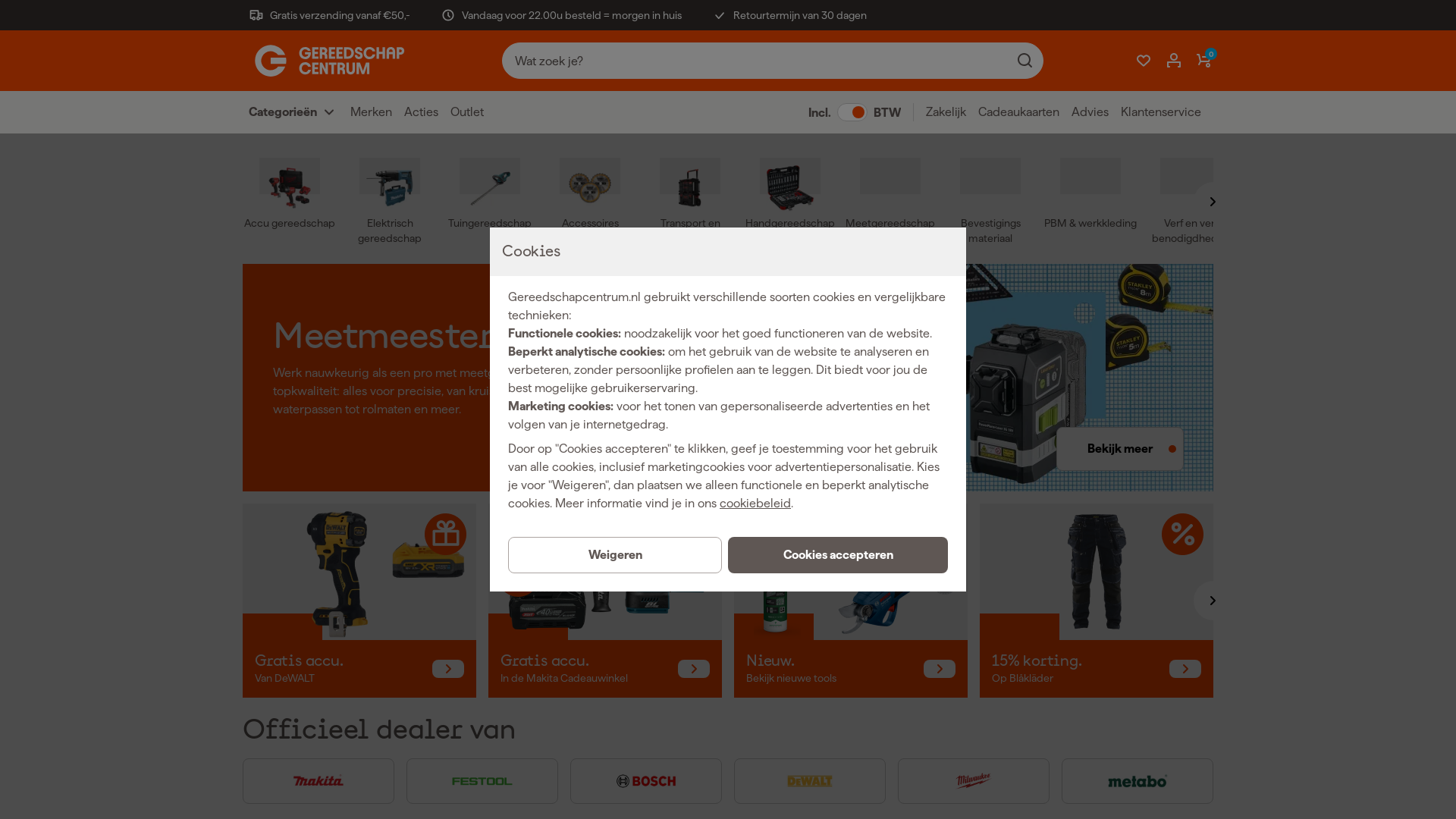 website screenshot of https://gereedschapcentrum.nl/