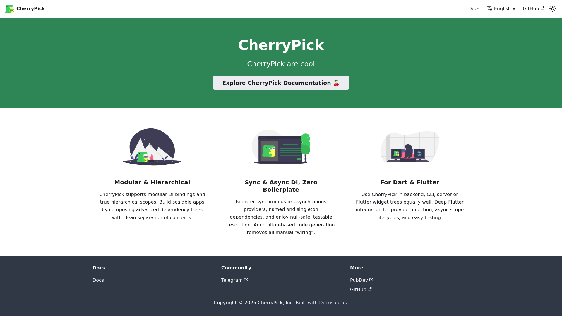 website screenshot of https://cherrypick-di.dev/