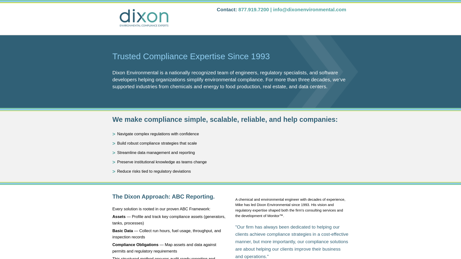 website screenshot of https://dixonenvironmental.co
