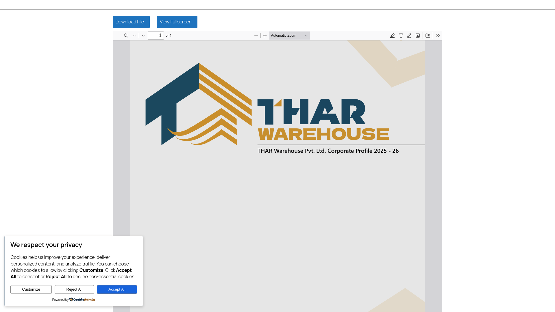website screenshot of https://tharwarehouses.com/