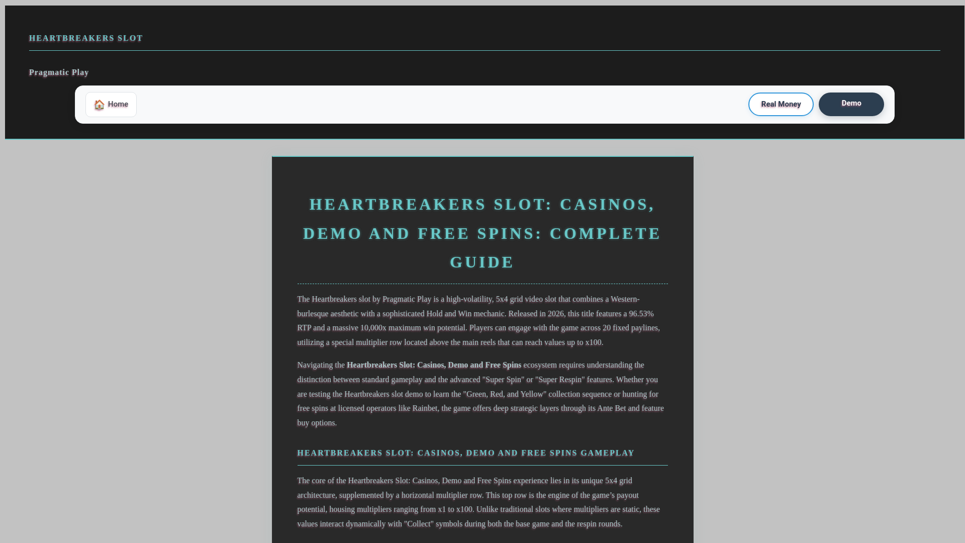 website screenshot of https://heartbreakers-slot.mobi/