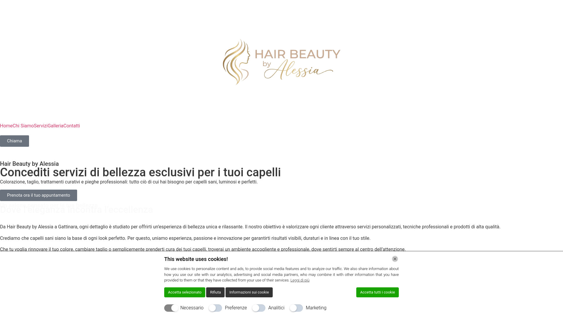 website screenshot of https://hairbeautybyalessia.it
