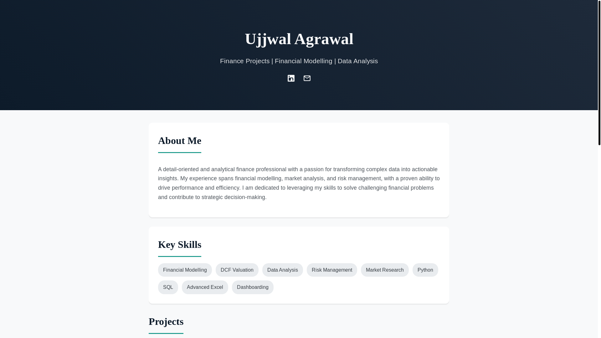website screenshot of https://ujjwal-agrawal-portfolio-v1.pages.dev/