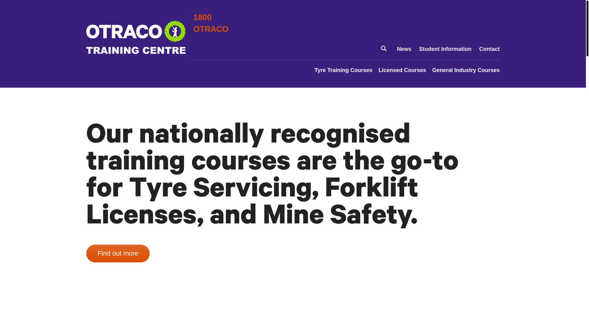 website screenshot of https://otracotraining.com/