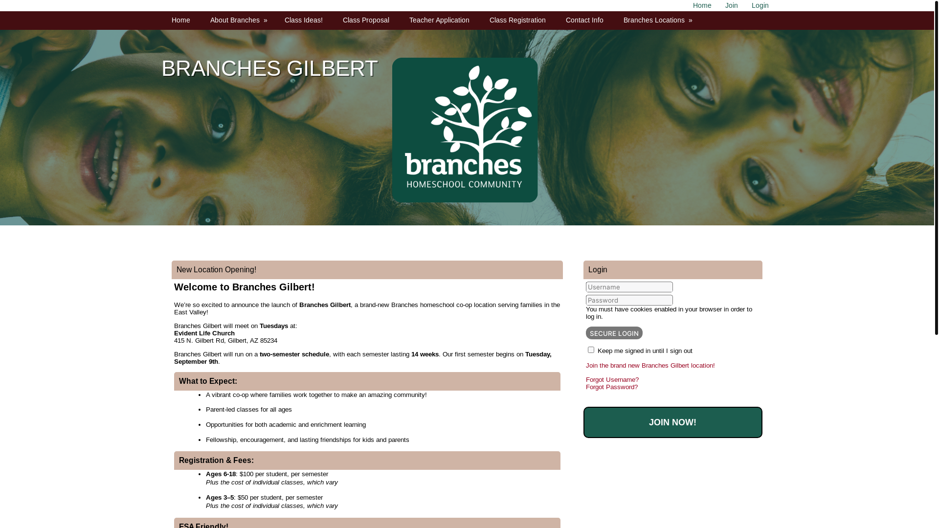 website screenshot of https://branchesgilbert.org/