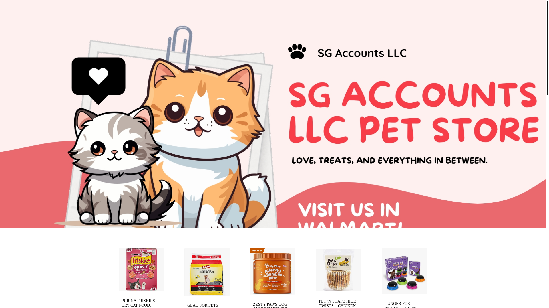 website screenshot of https://sgaccountsllcpetstore.com/