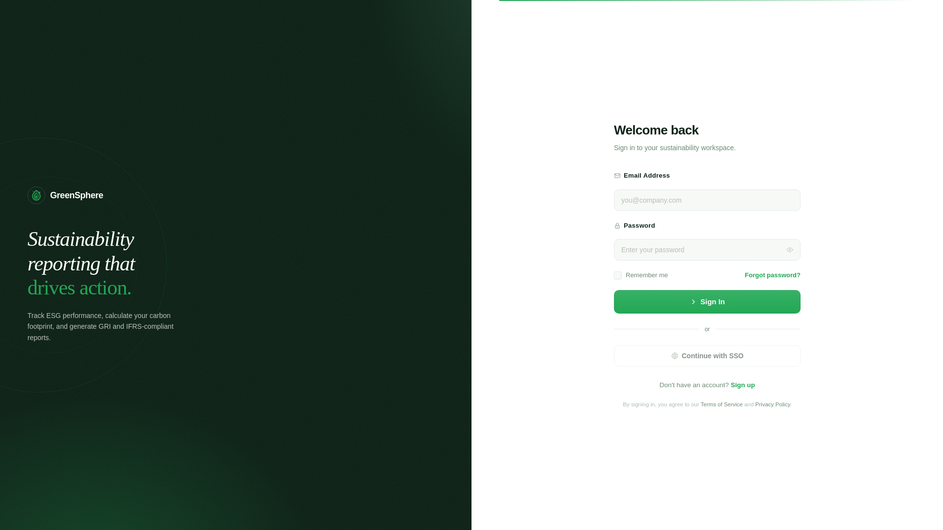 website screenshot of https://hub.greensphereco.com/