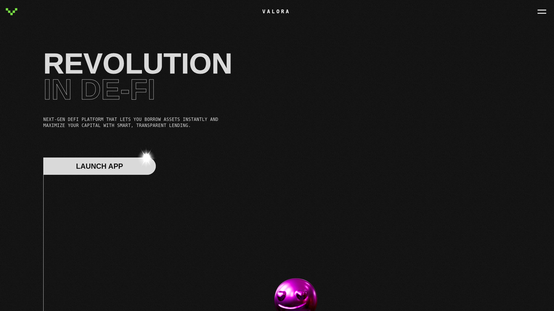 website screenshot of https://valoradefi.io/