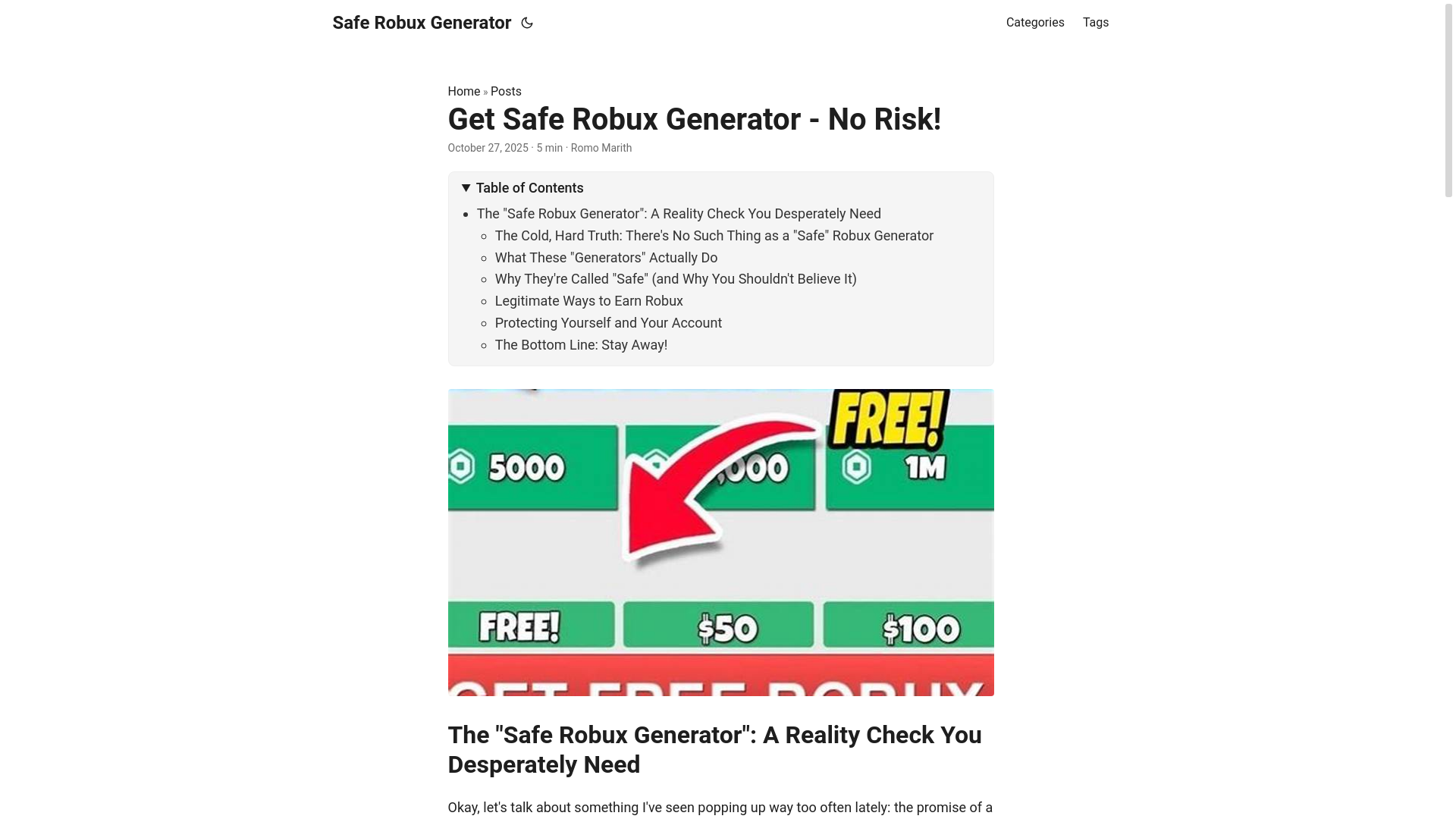 website screenshot of https://safe-robux-generator.pages.dev/