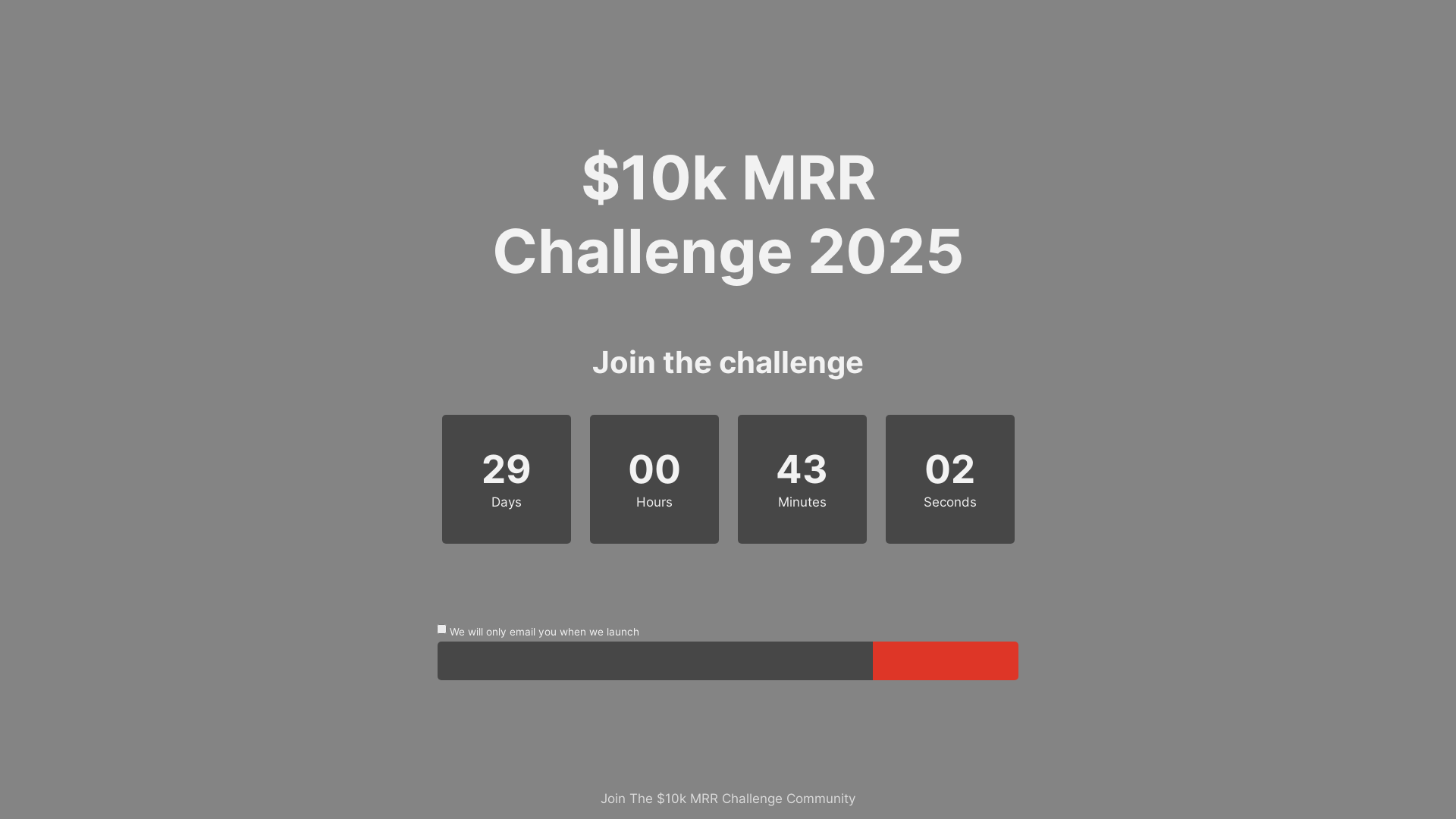 website screenshot of https://10kmrrchallenge.com/