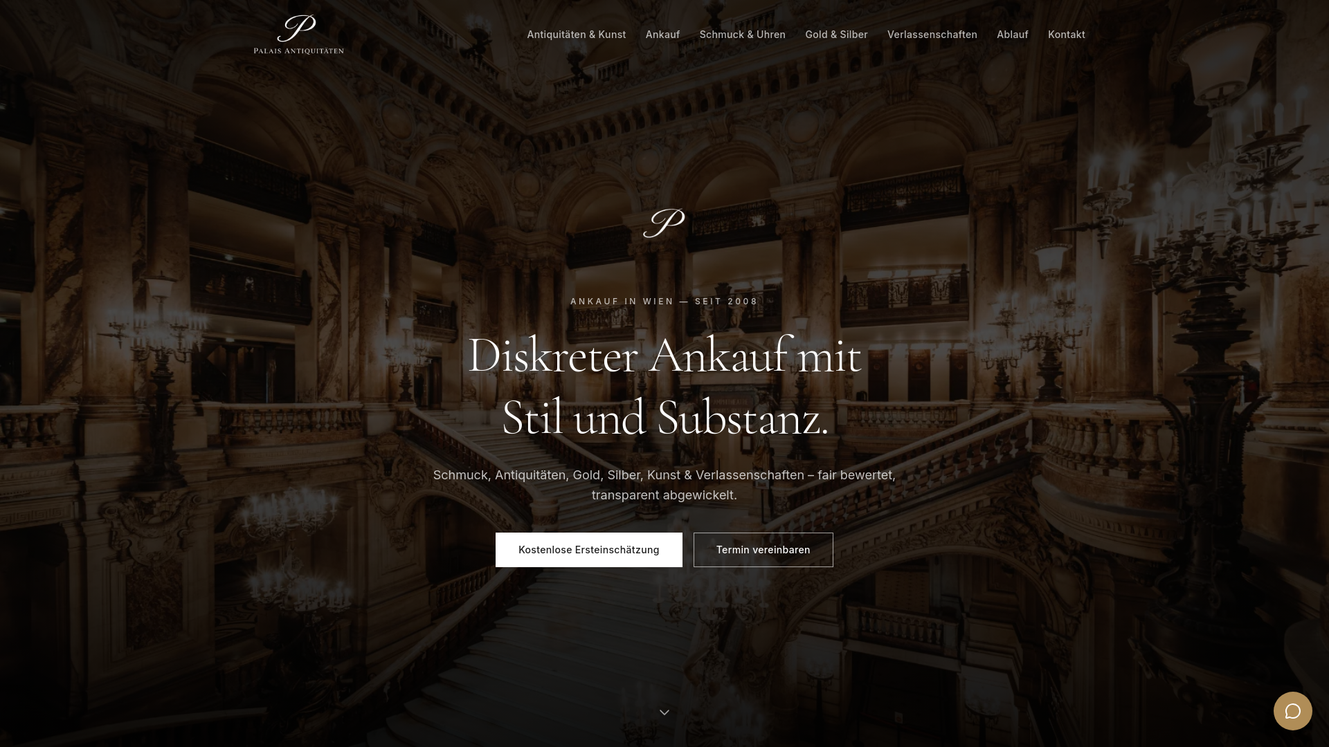 website screenshot of https://palais-antiquitaeten.at