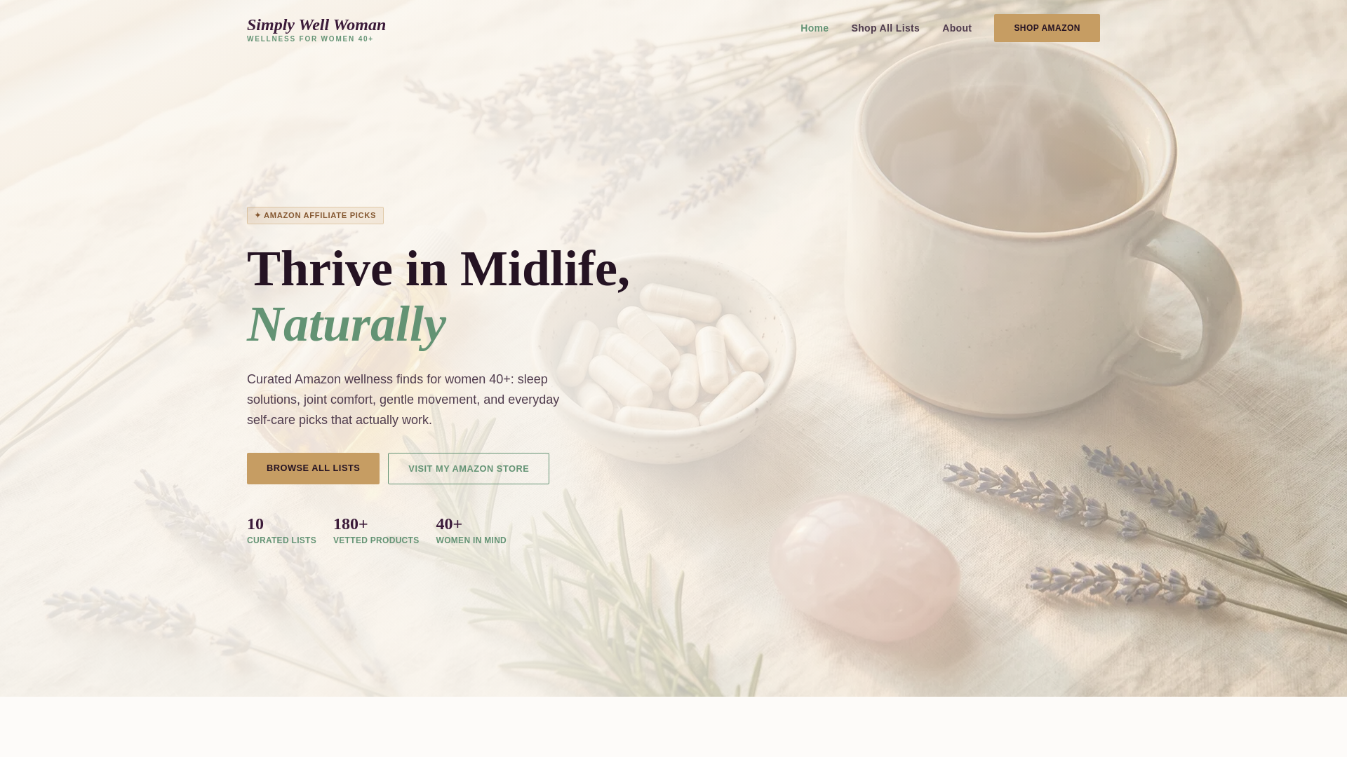 website screenshot of https://simplywellwoman.com/