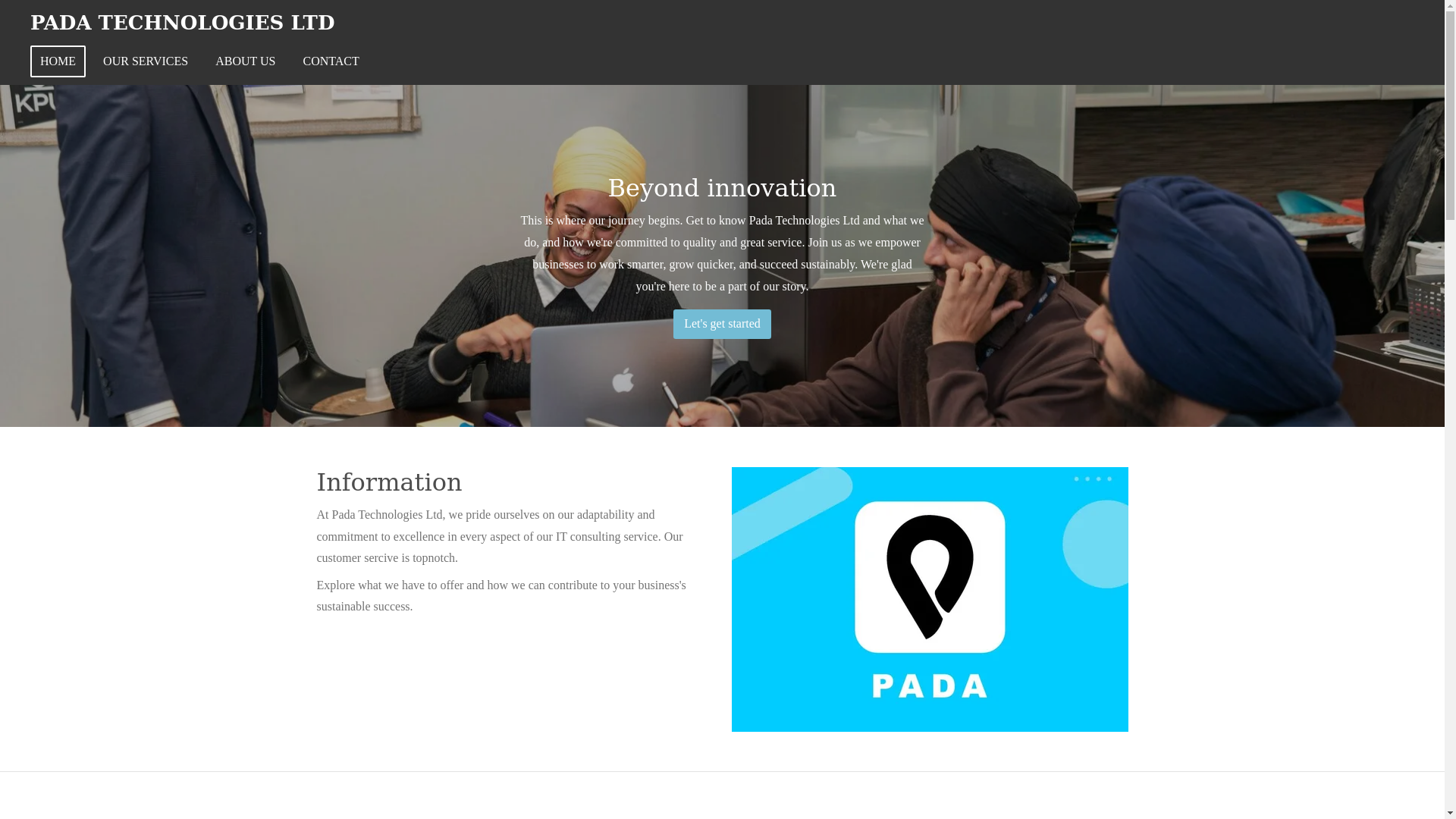 website screenshot of https://padatechnologies.com/