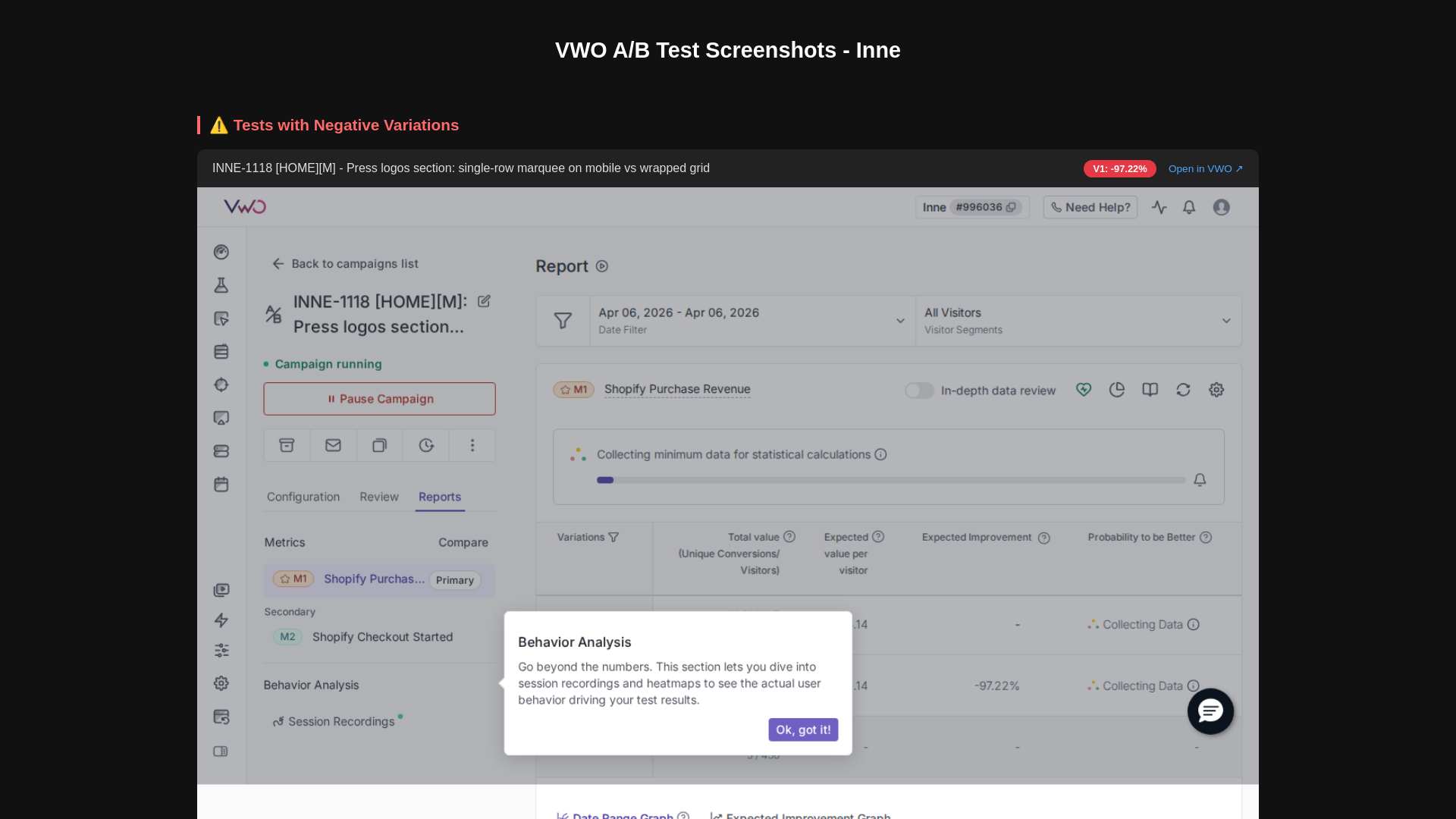 website screenshot of https://vwo-ab-report.pages.dev/