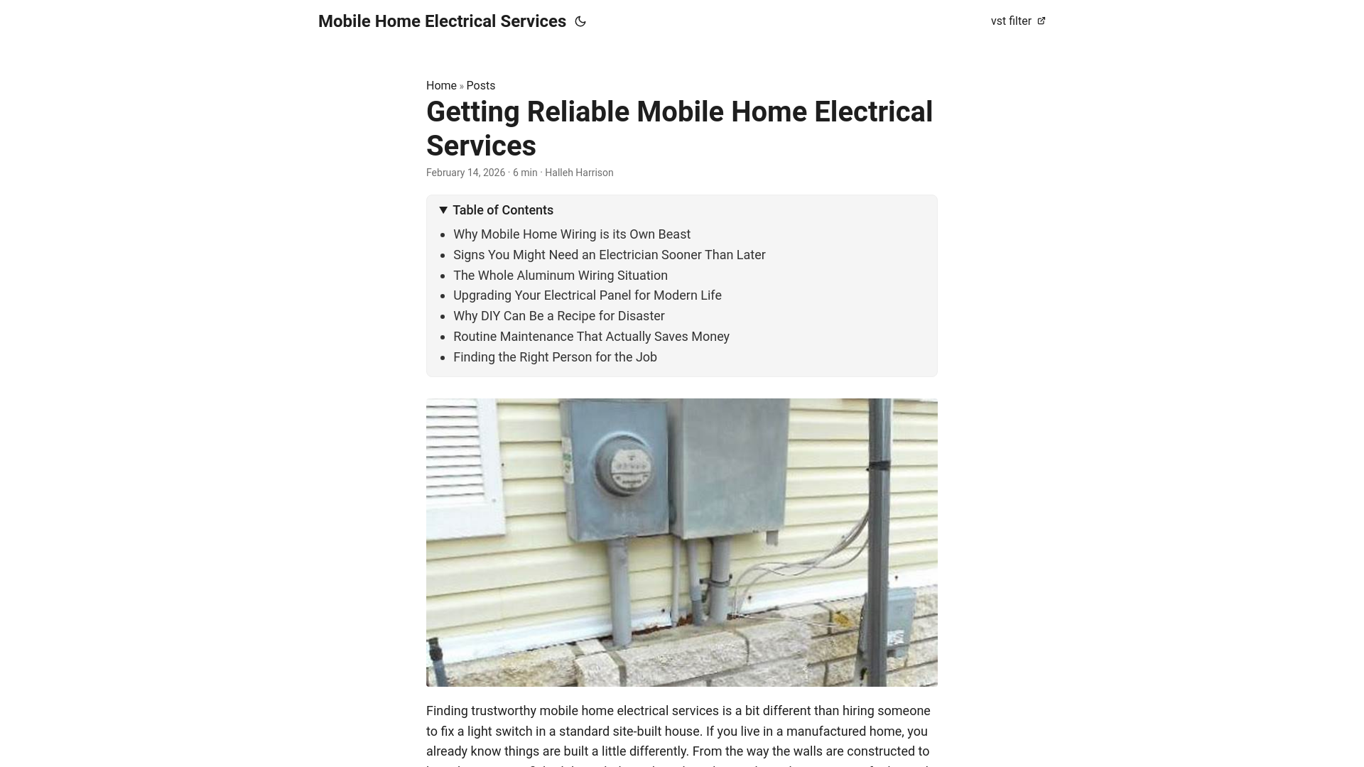 website screenshot of https://mobile-home-electrical-services.pages.dev/