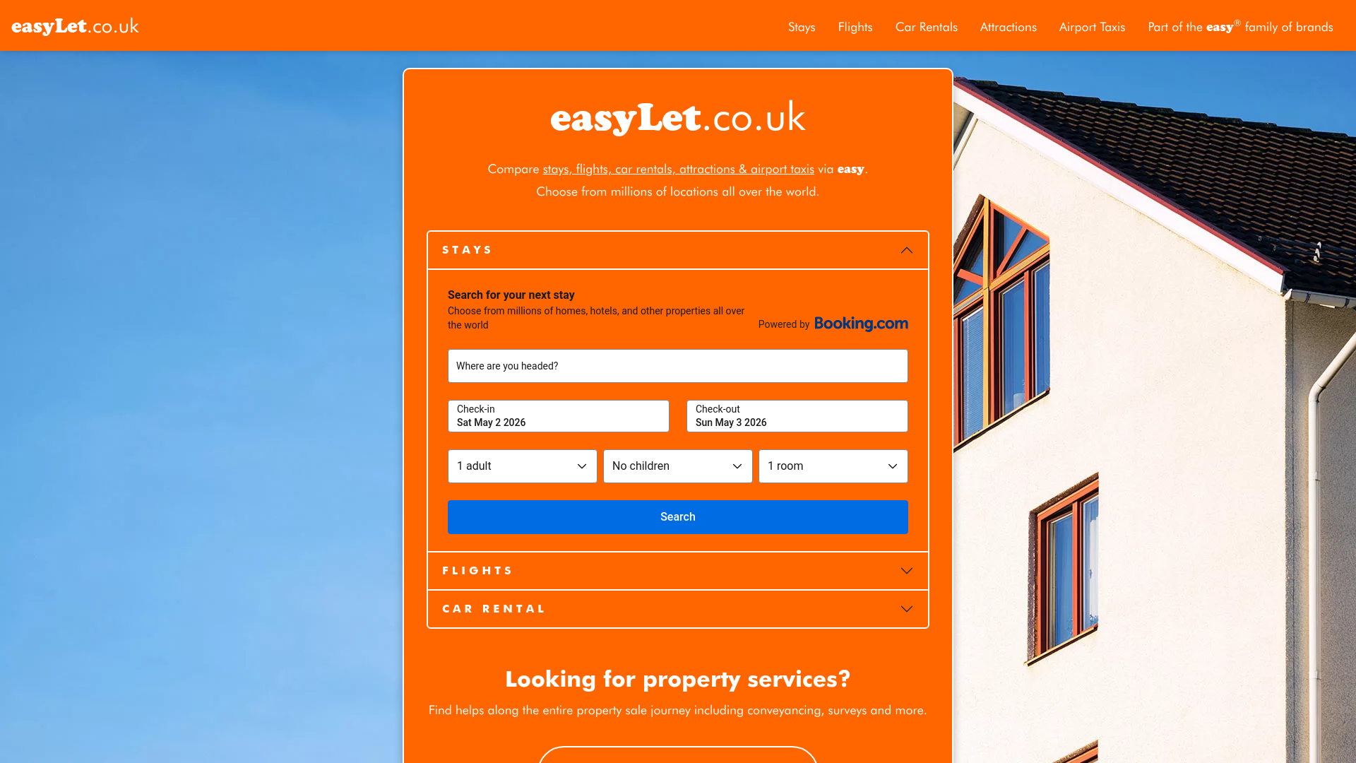 website screenshot of https://easylet.co.uk