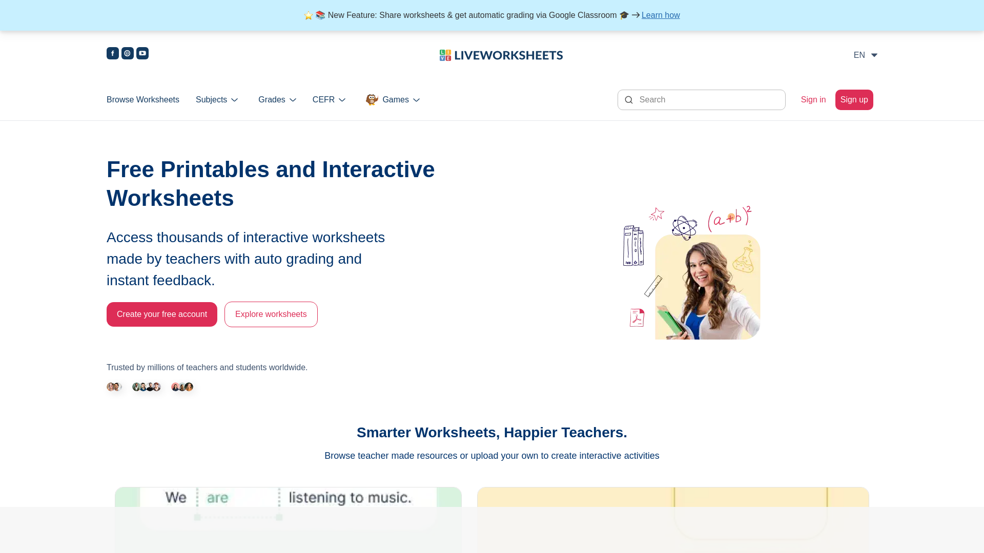 website screenshot of https://www.liveworksheets.com