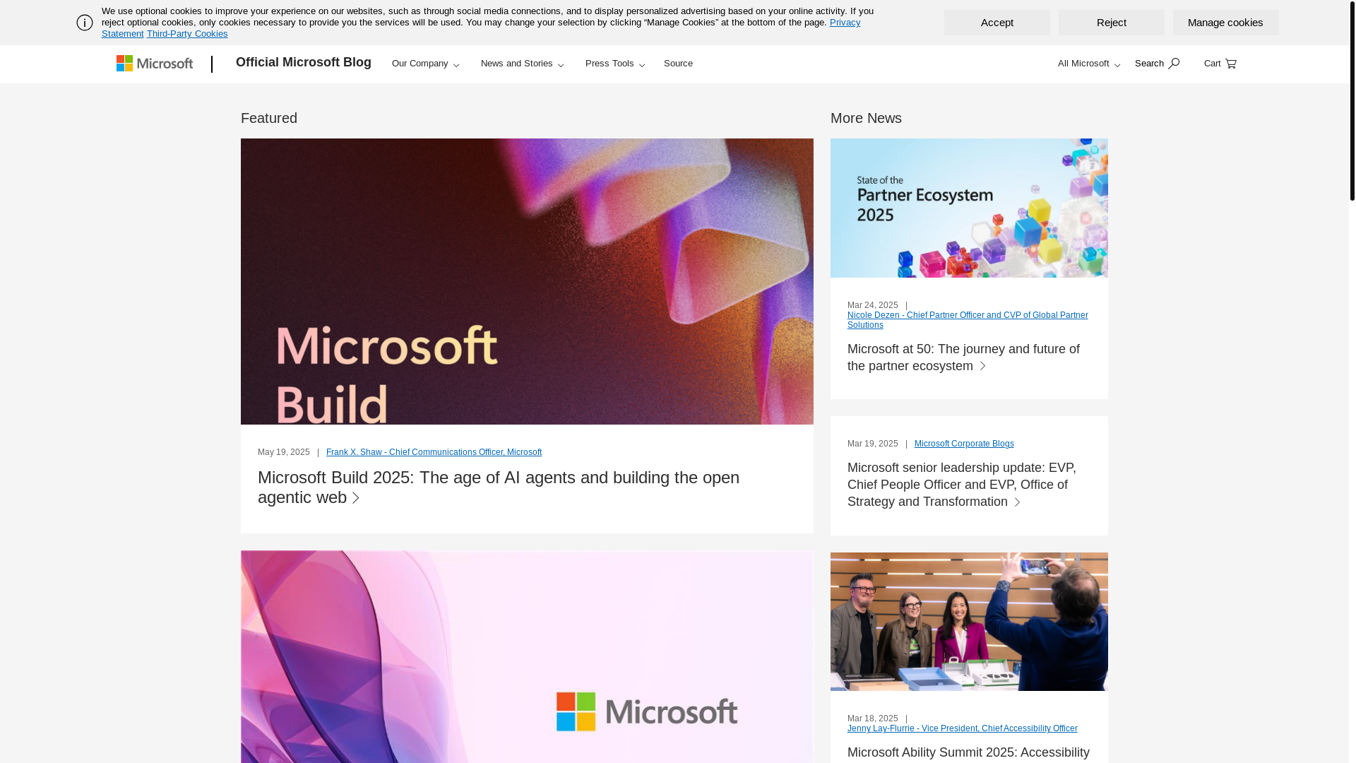 website screenshot of http://blogs.microsoft.com/