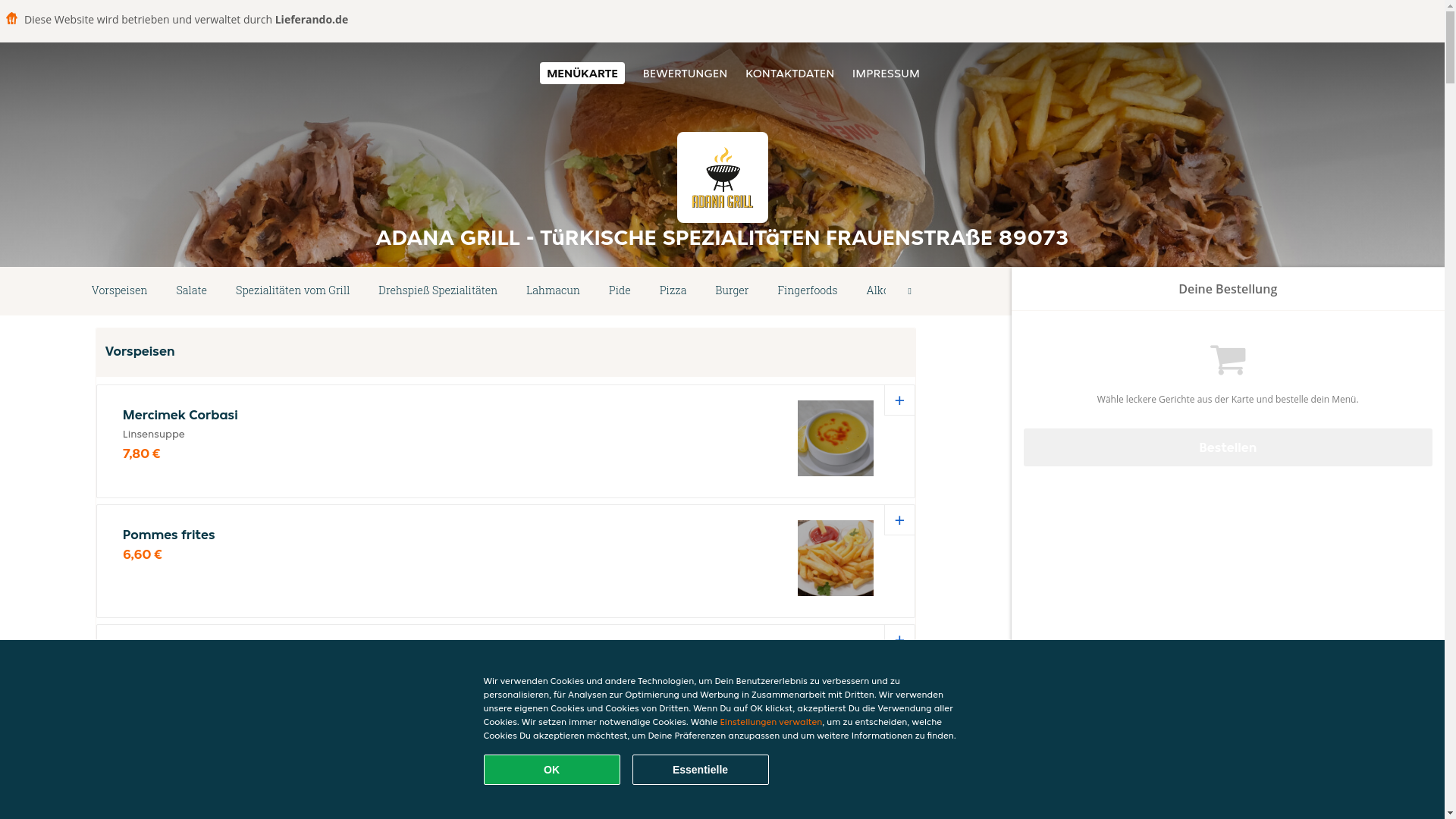 website screenshot of https://adanagrill-turkischespezialitatenulm.de/