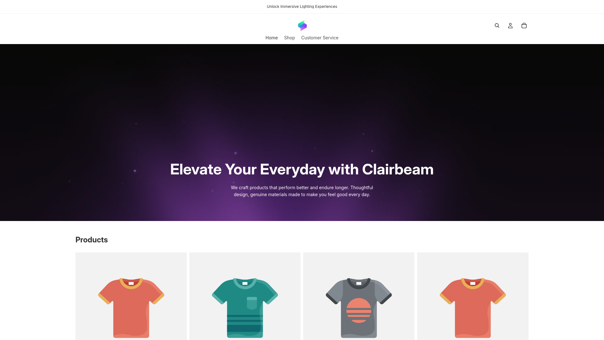 website screenshot of https://clairbeam.com/