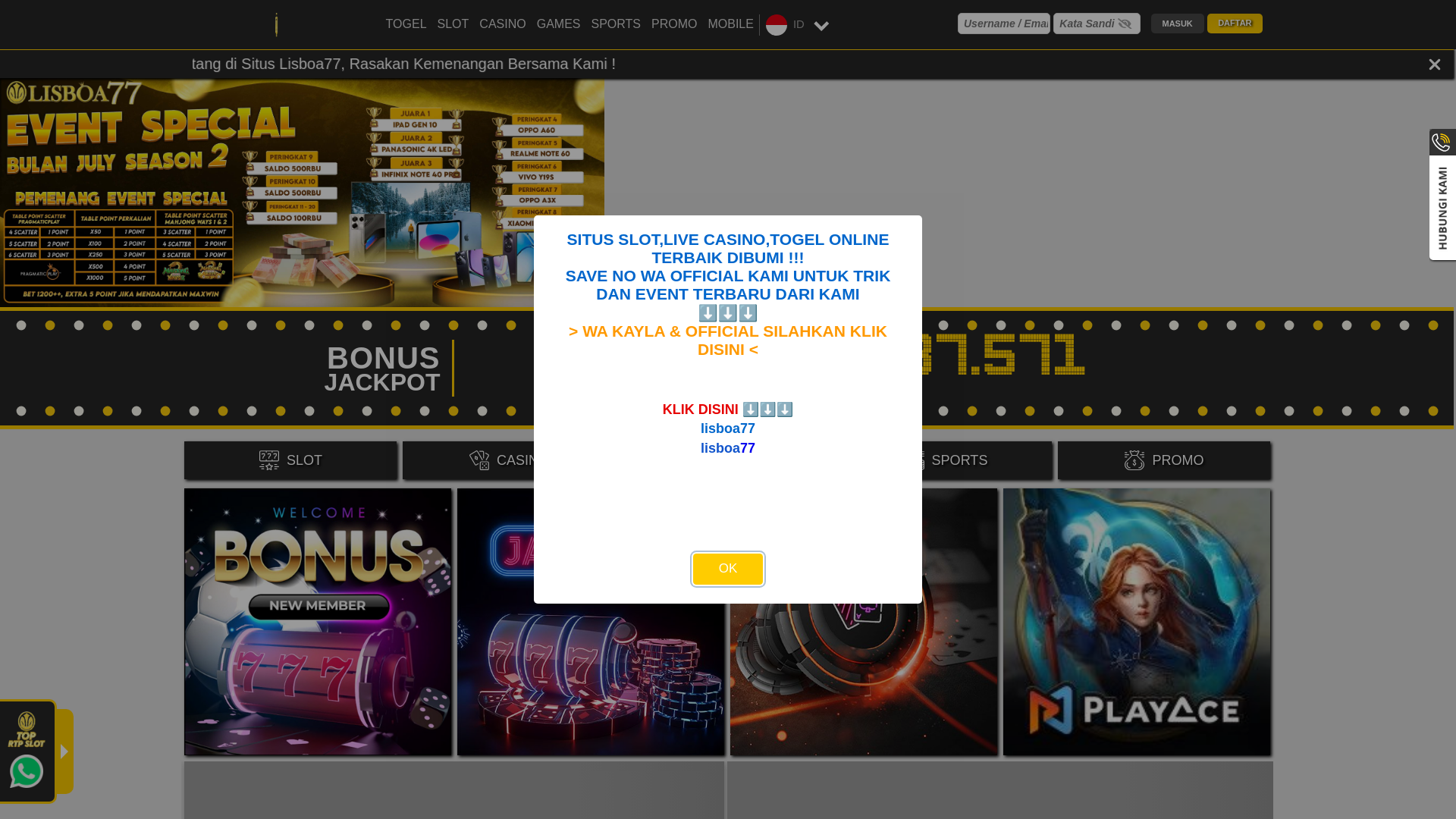 website screenshot of https://lisboa77yes.com/