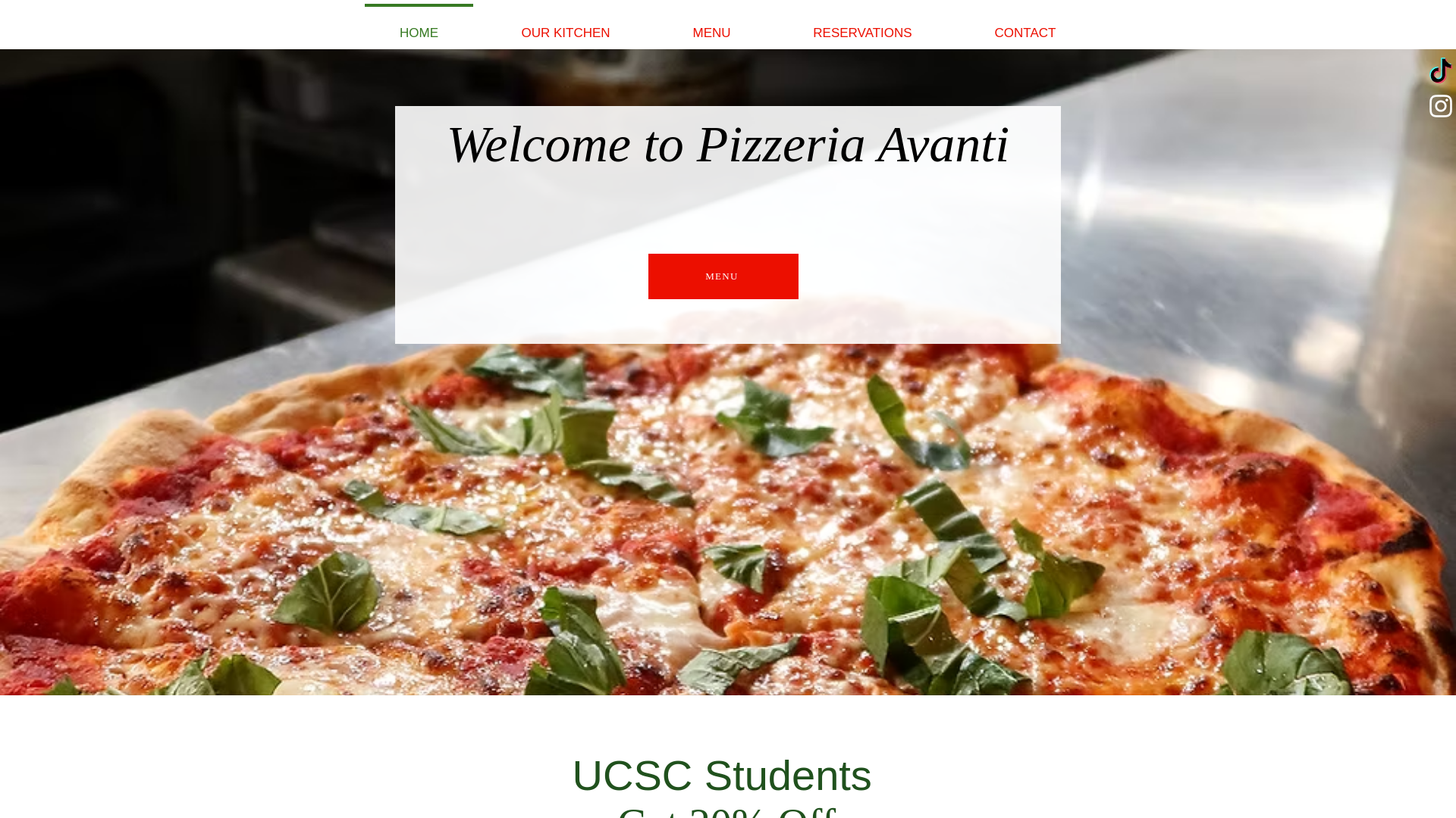 website screenshot of https://pizzeriaavanti.online/
