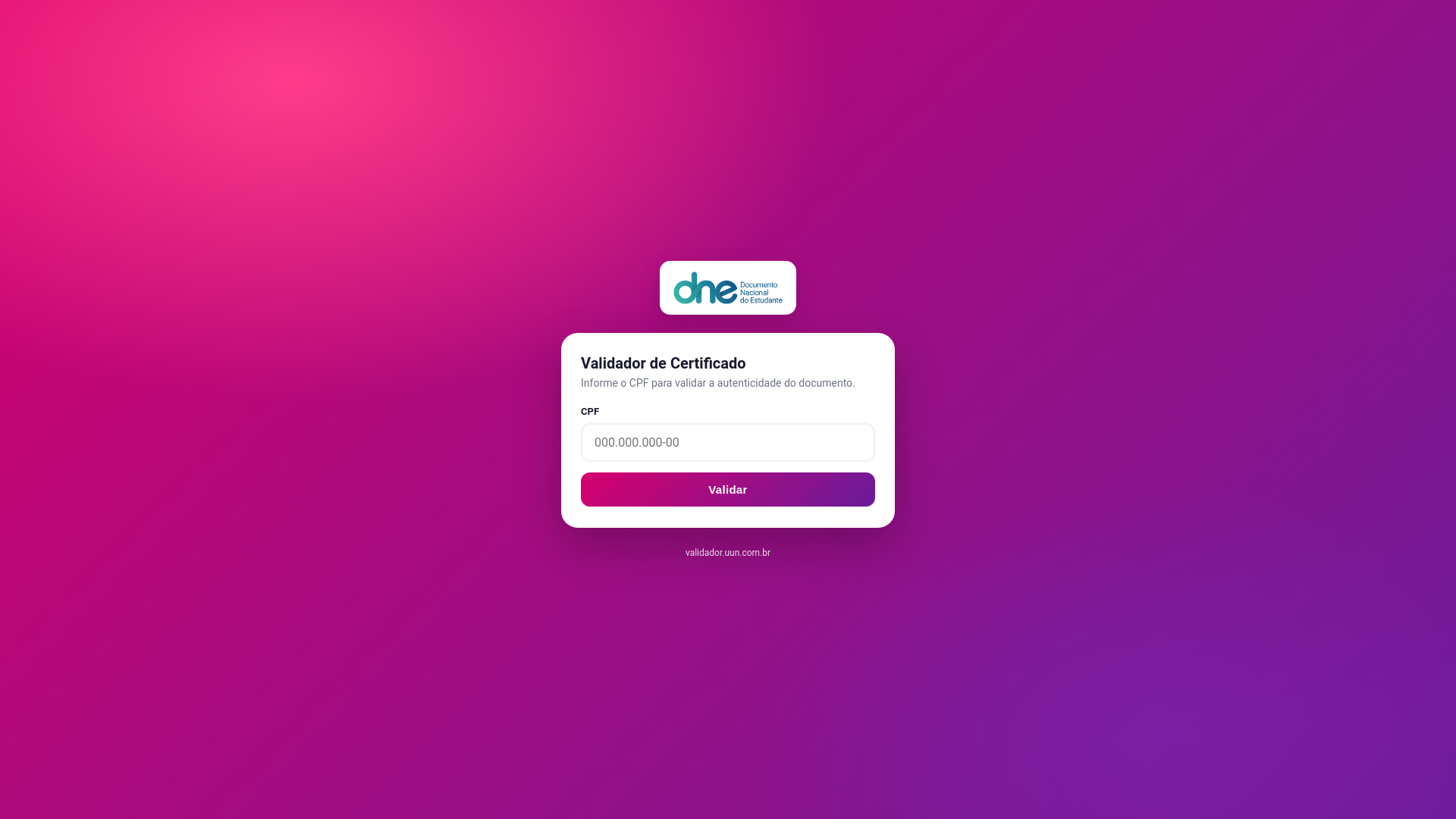 website screenshot of https://validador-uun.pages.dev/