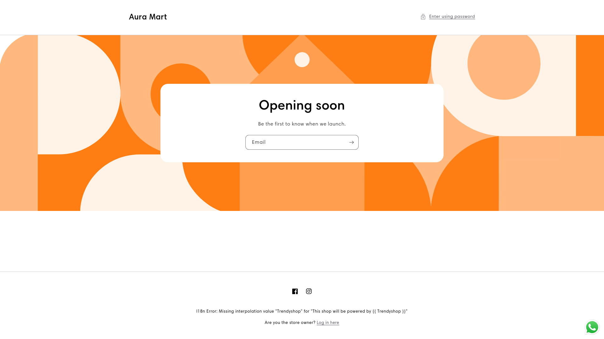 website screenshot of https://auramart.com.pk/