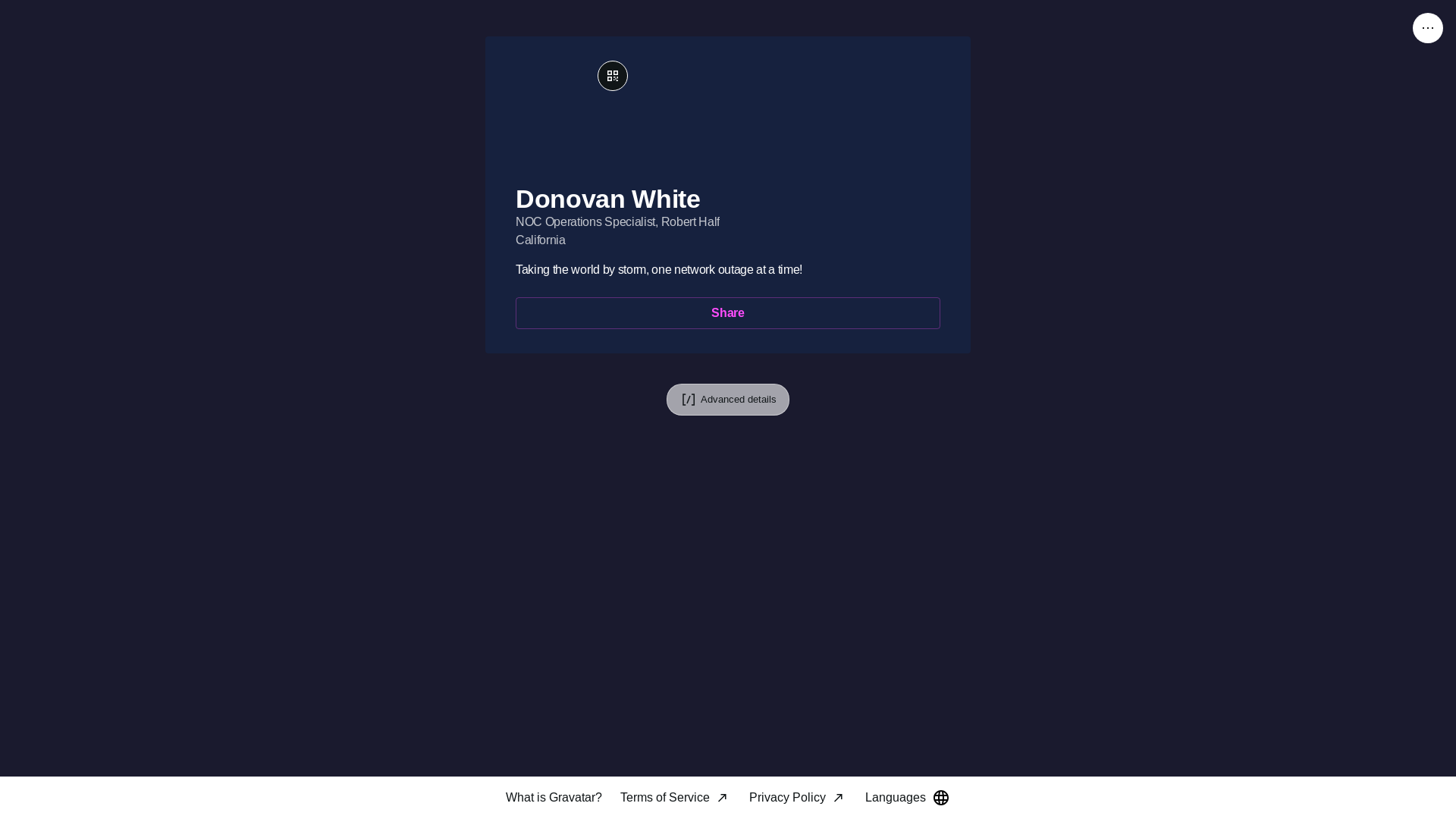 website screenshot of https://donovanwhite.link/